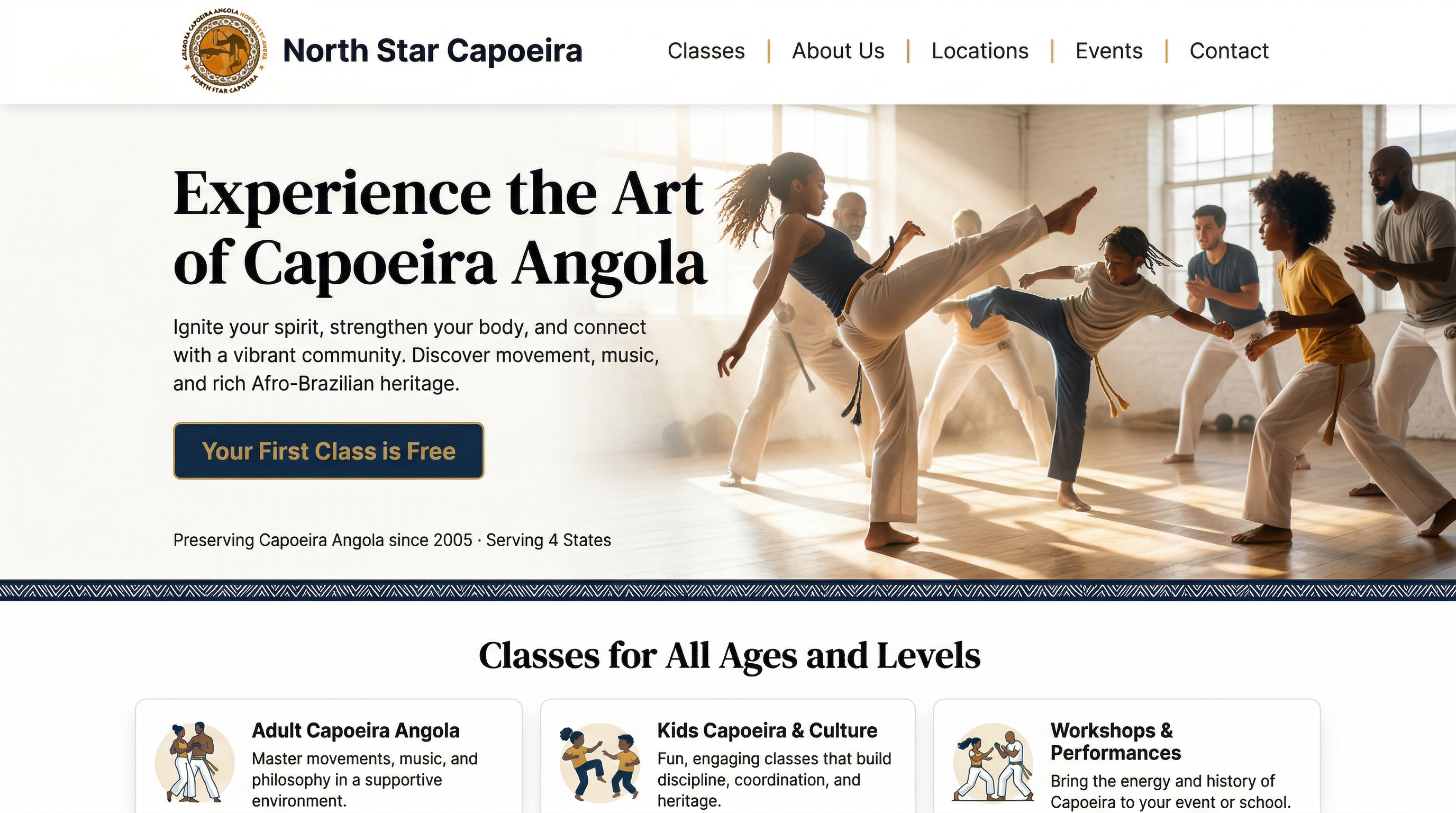 North Star Capoeira Angola website preview