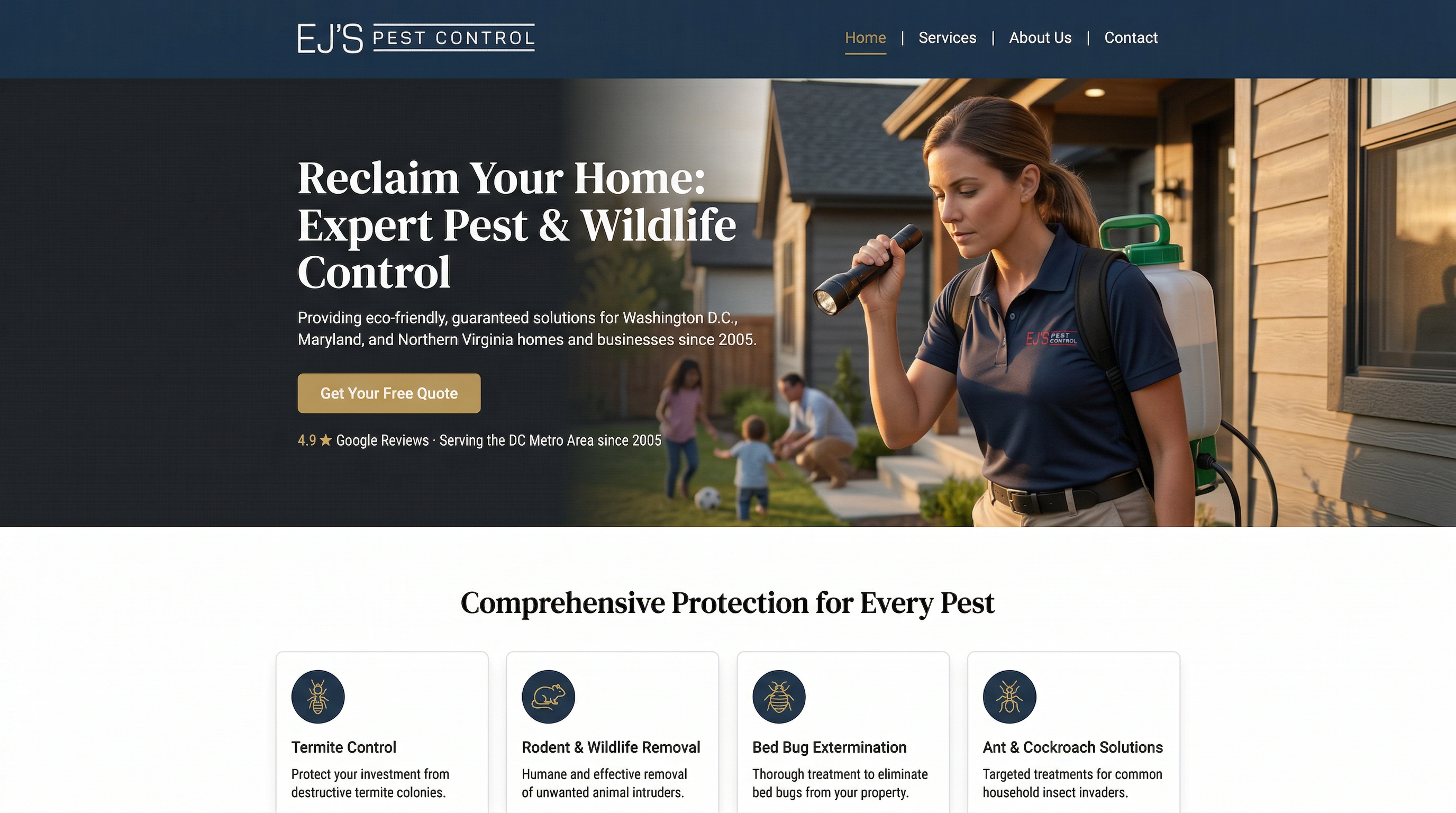 EJ's Pest Control website preview