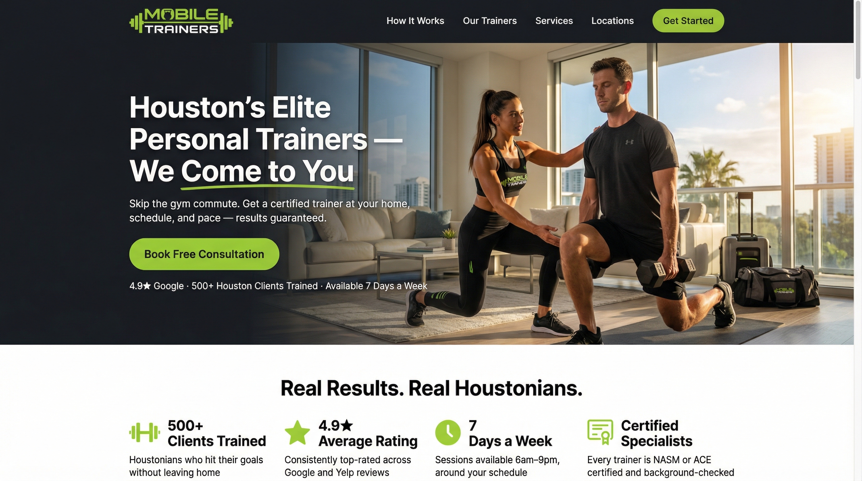 Mobile Trainers Houston website preview
