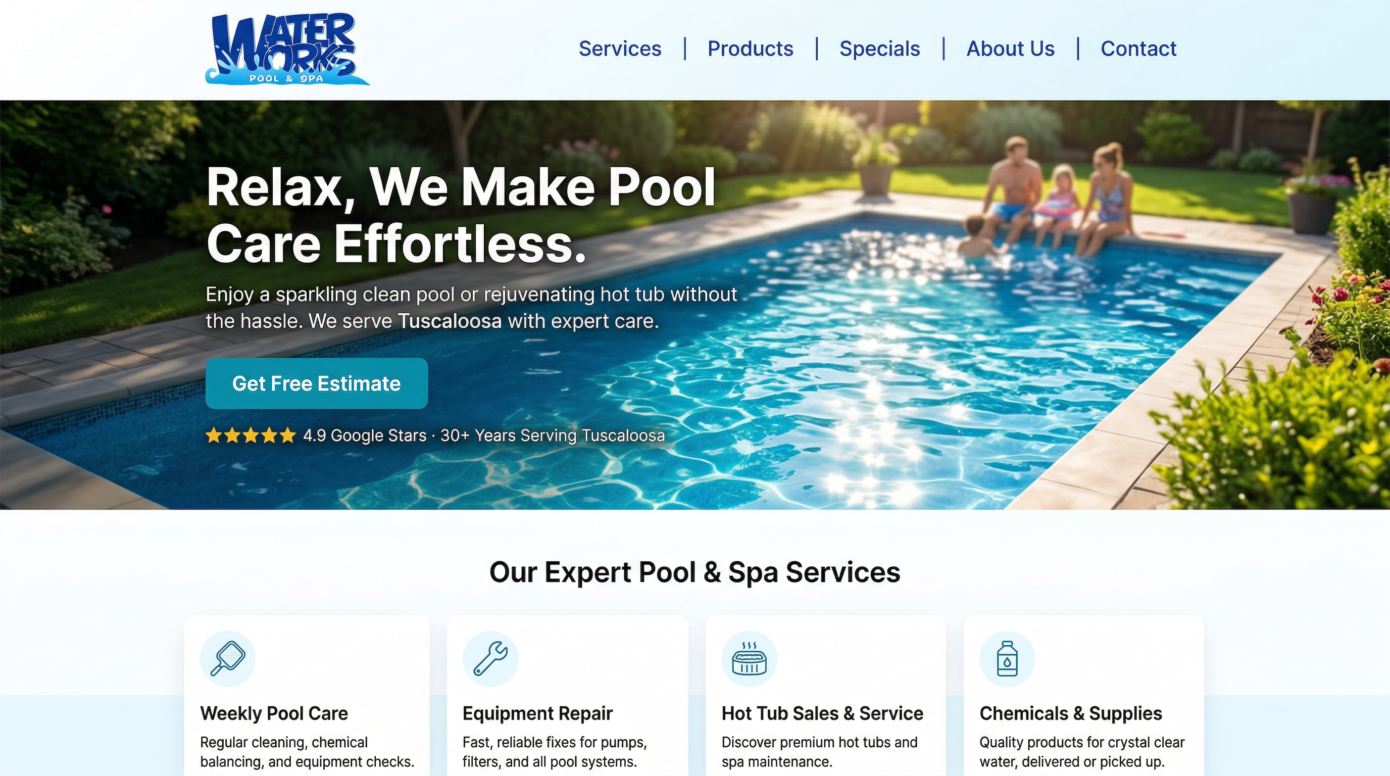 Water Works Pool & Spa website preview