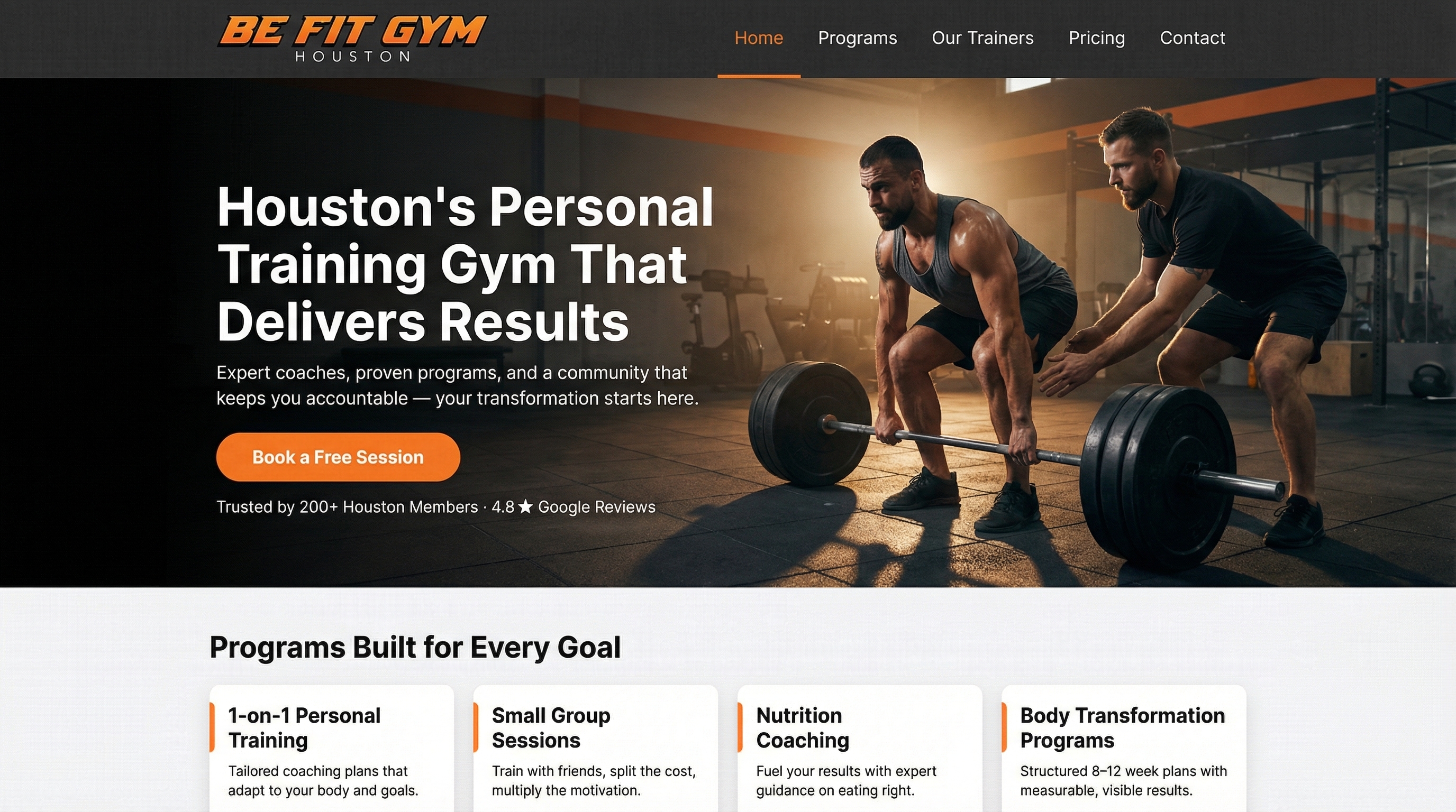 Be Fit Gym website preview
