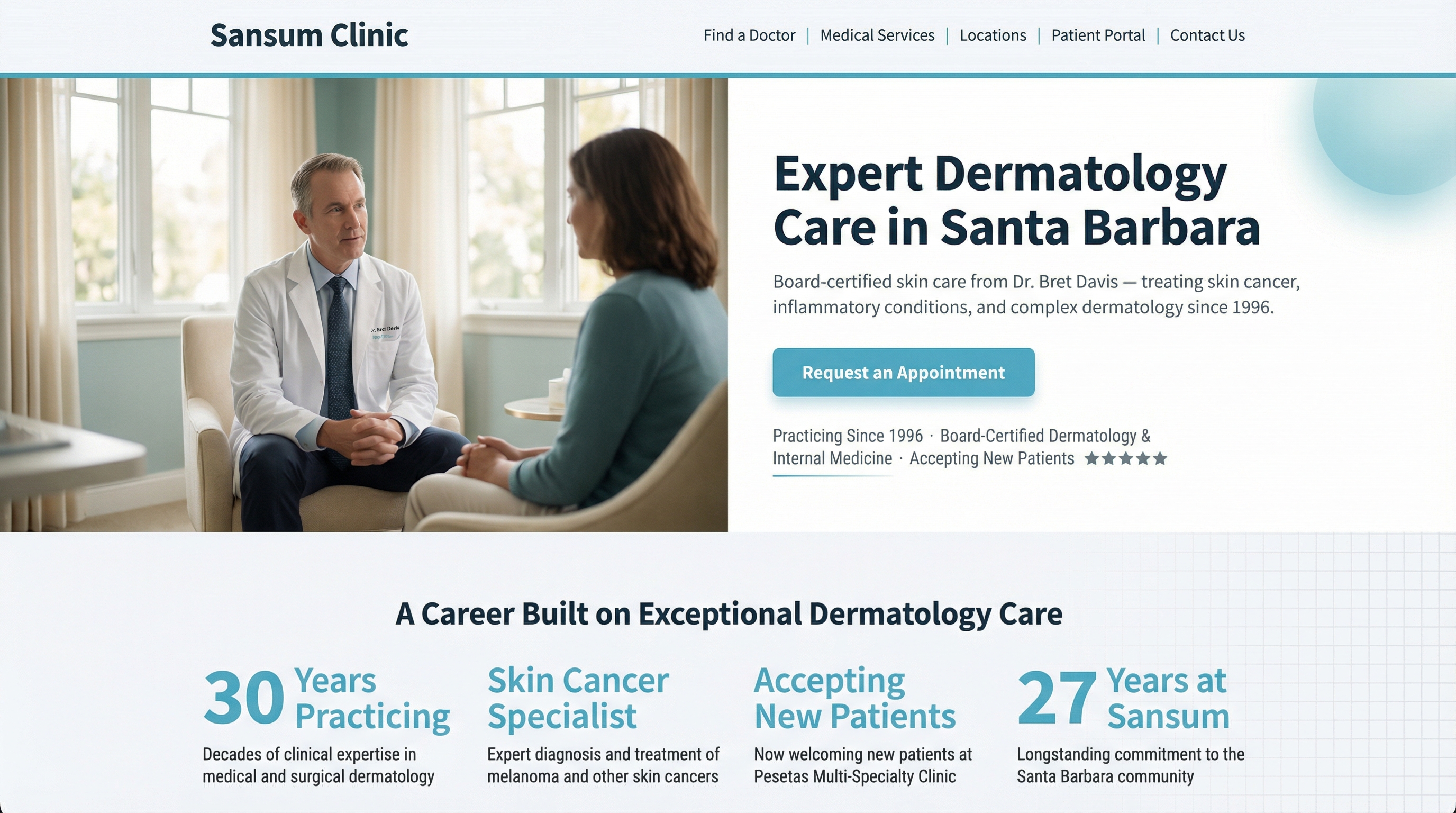 Bret Davis, MD, FACP website preview