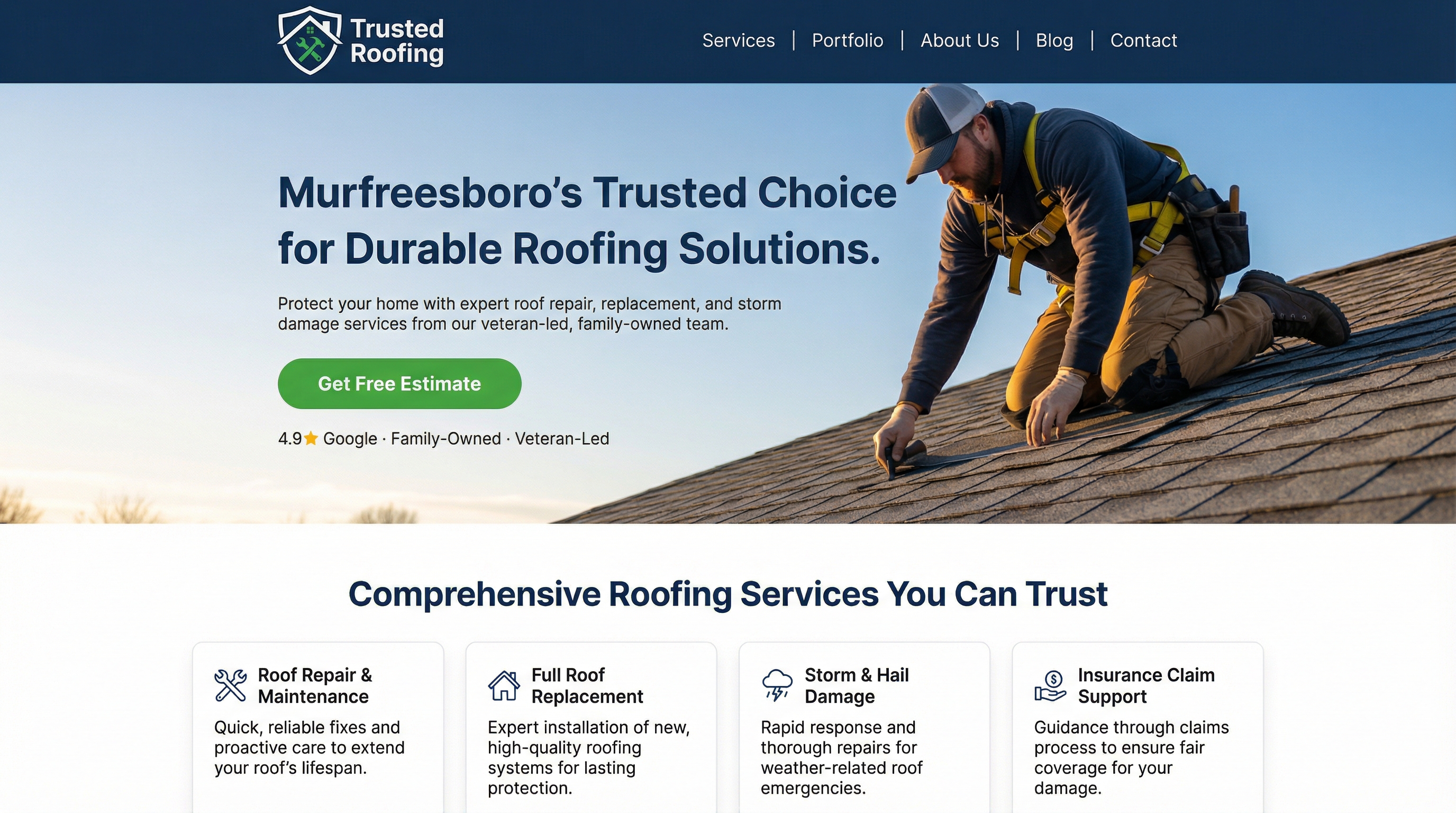 Trusted Roofing Murfreesboro website preview