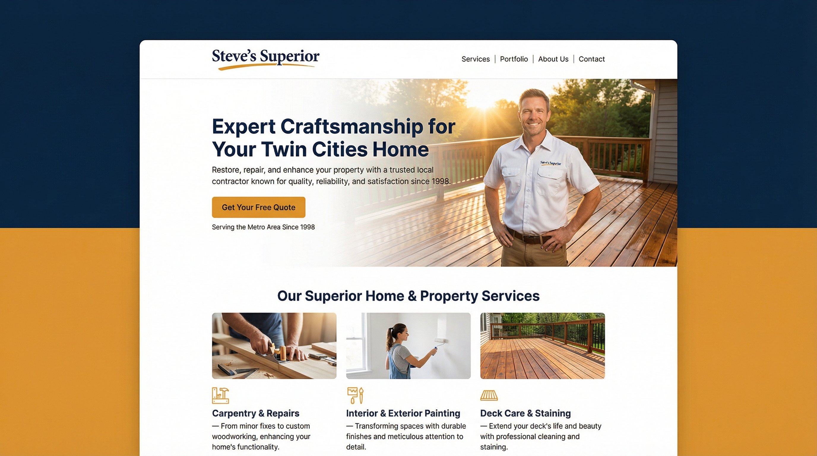 Steve's Superior Services website preview