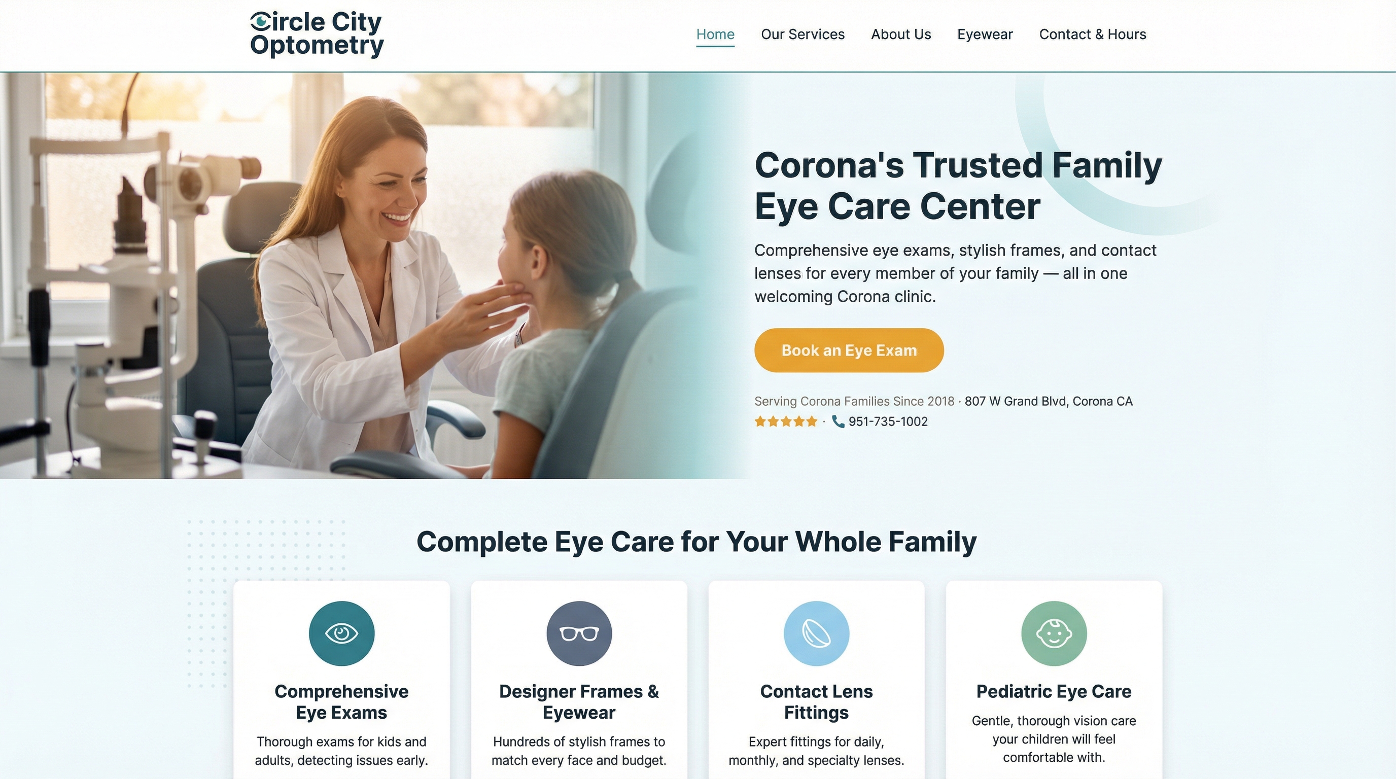 Circle City Optometry website preview