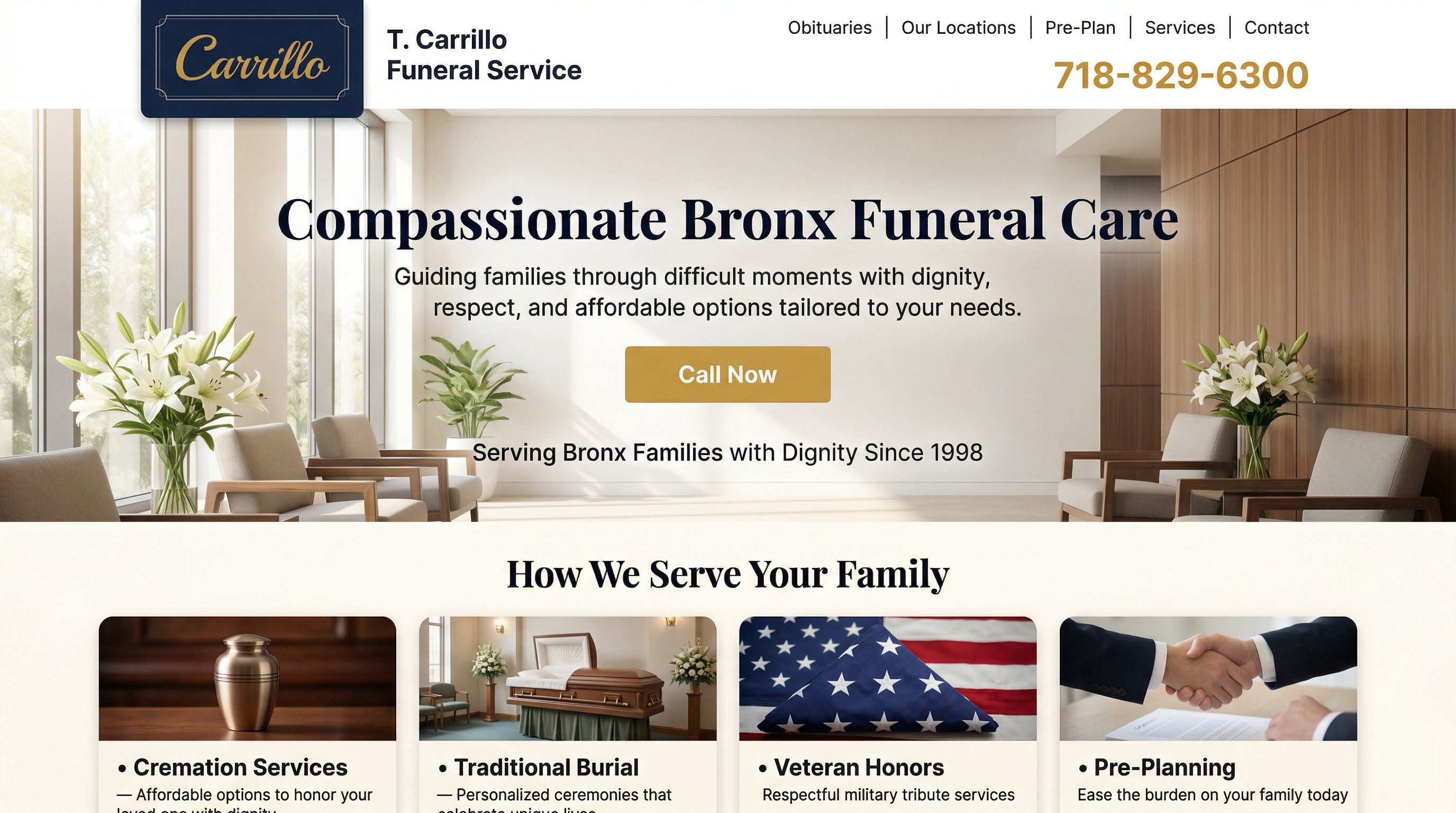 T. Carrillo Funeral Service, LLC website preview