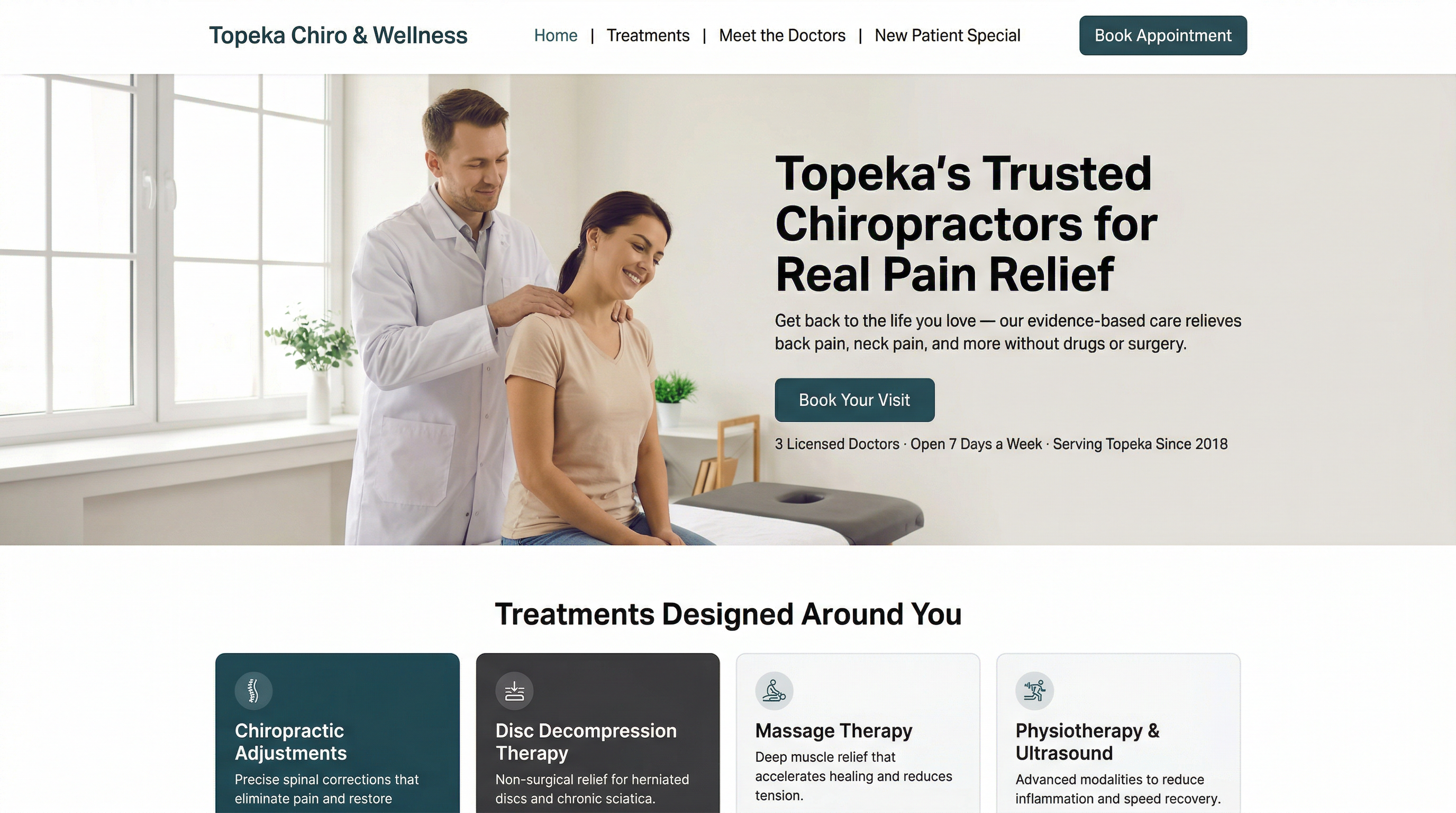 Topeka Chiropractic and Wellness Center website preview