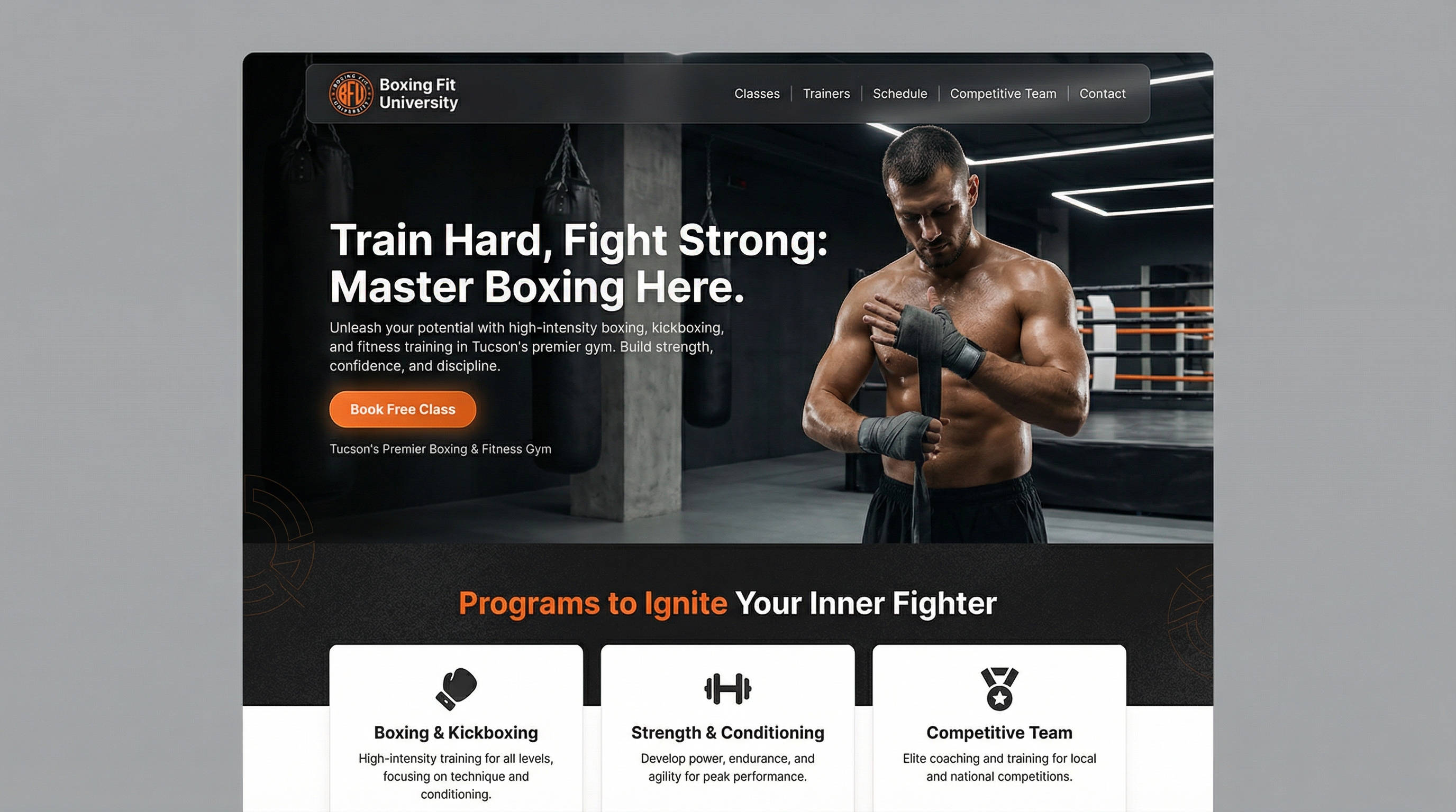 Boxing Fit University website preview