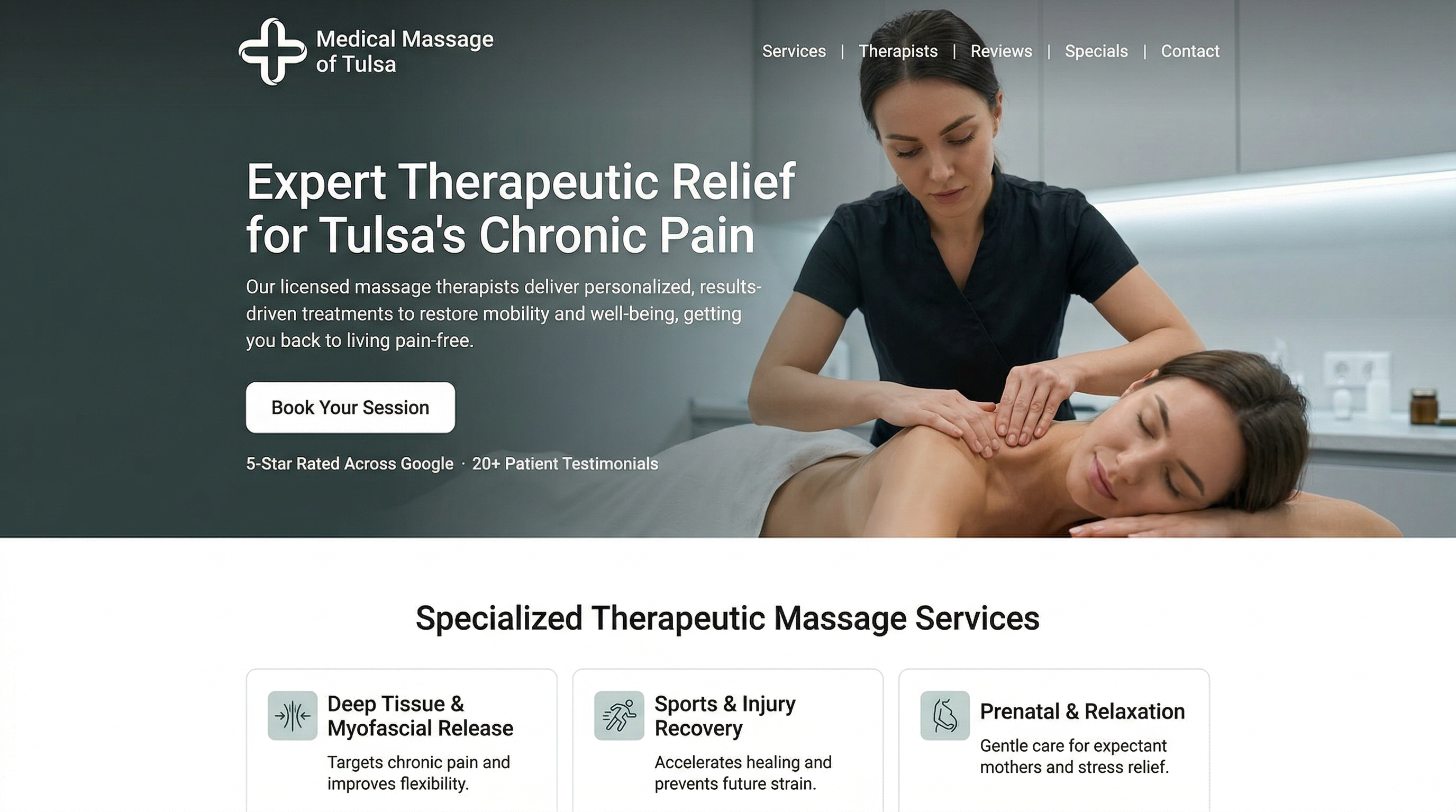 Medical Massage of Tulsa website preview