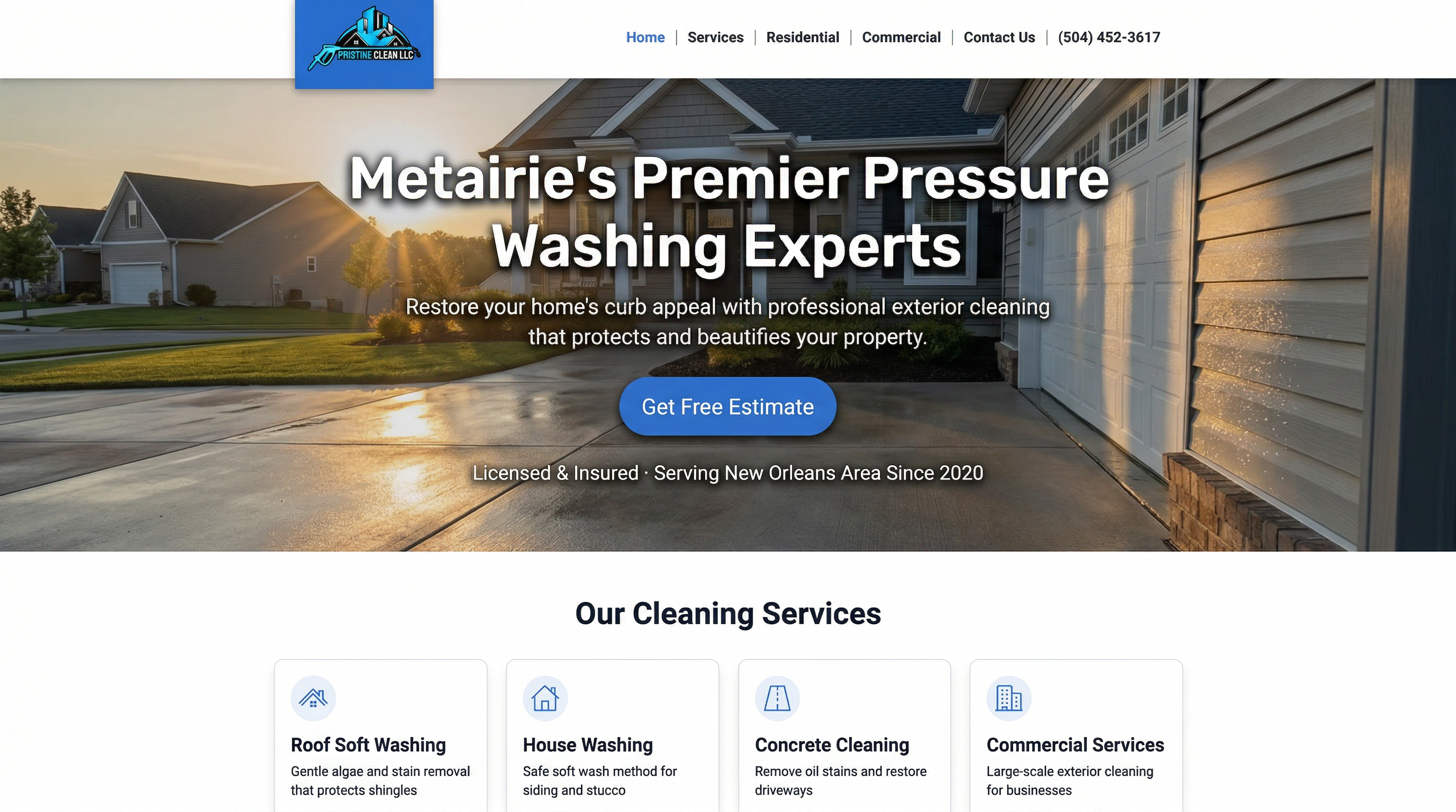 Pristine Clean website preview