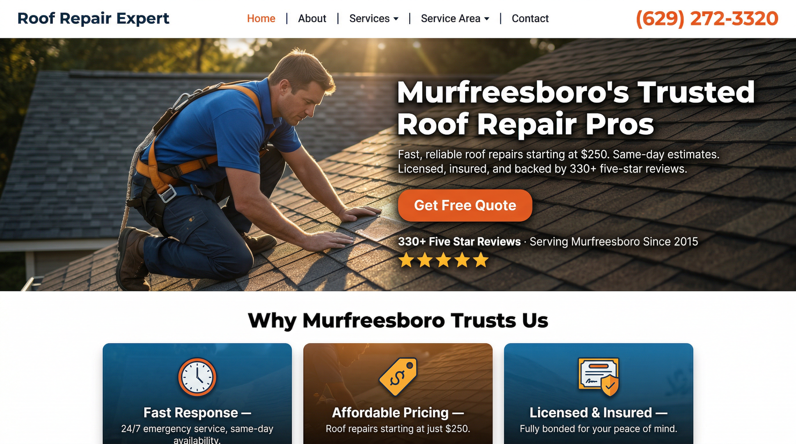 Roof Repair Expert LLC website preview