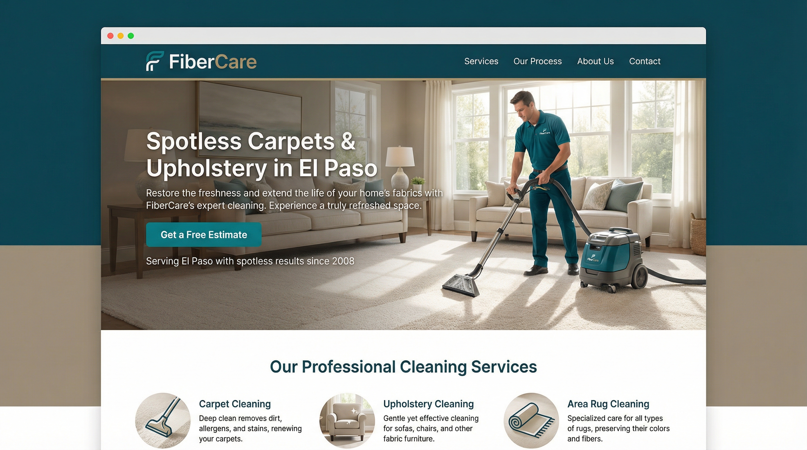 FiberCare Carpet & Upholstery Cleaning website preview
