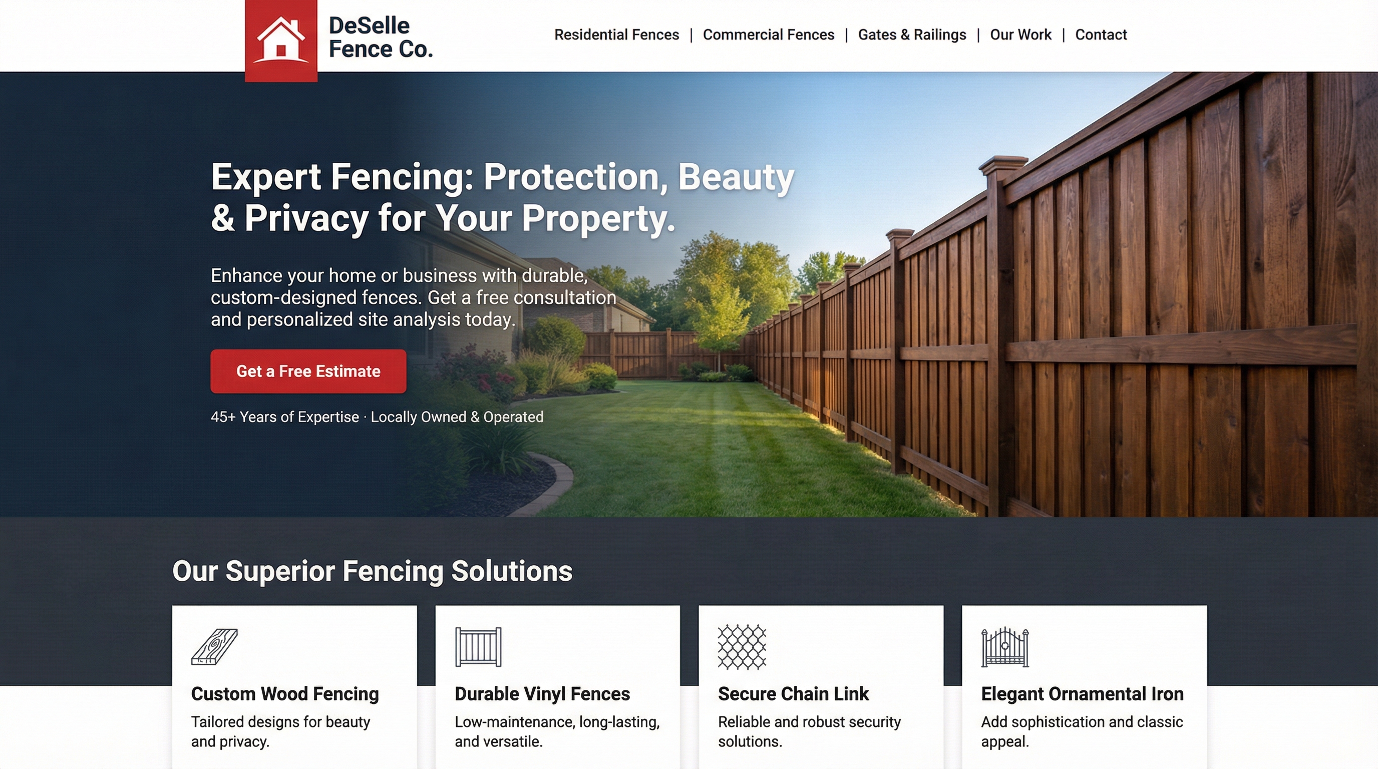 DeSelle Fence Co. website preview