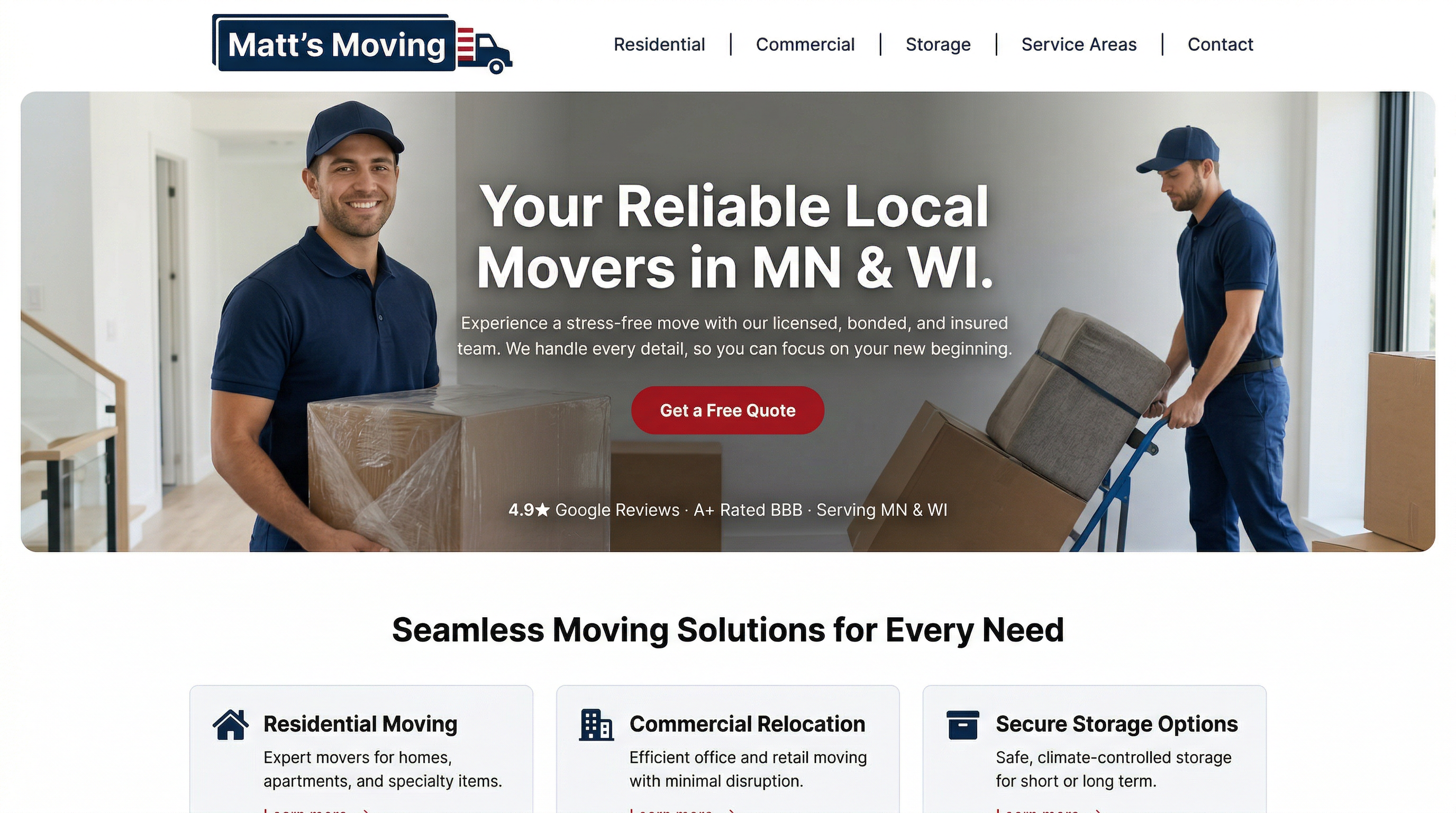 Matt's Moving Company website preview