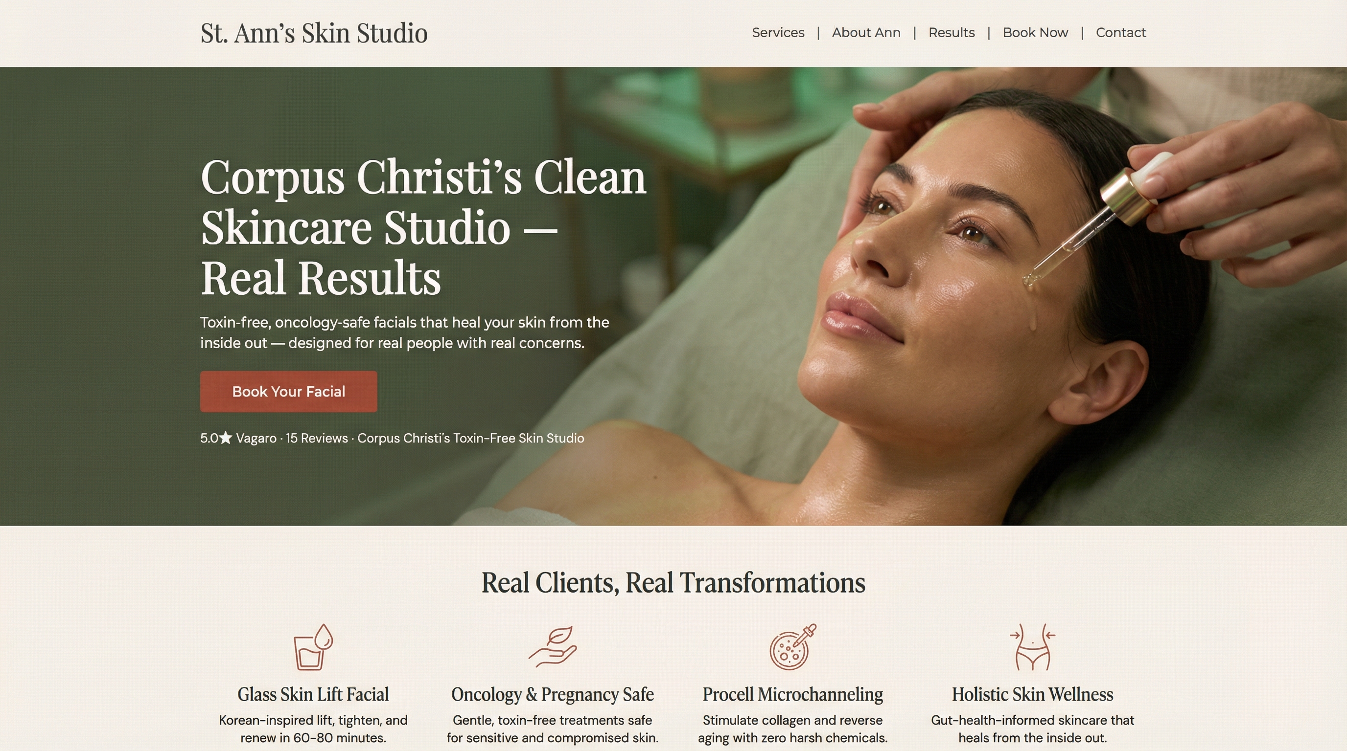St.Ann’s Skin Studio website preview