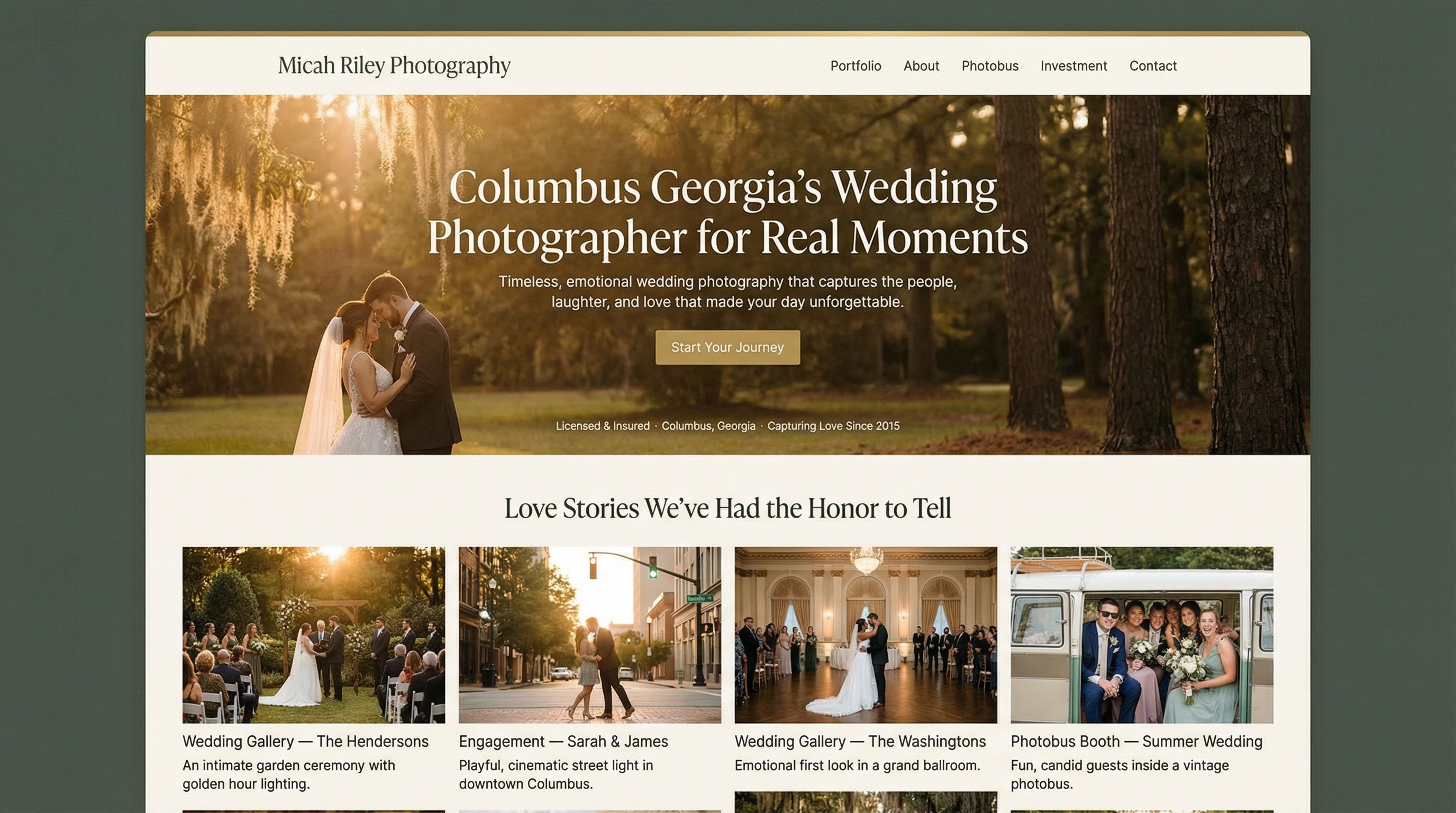 Micah Riley Photography website preview