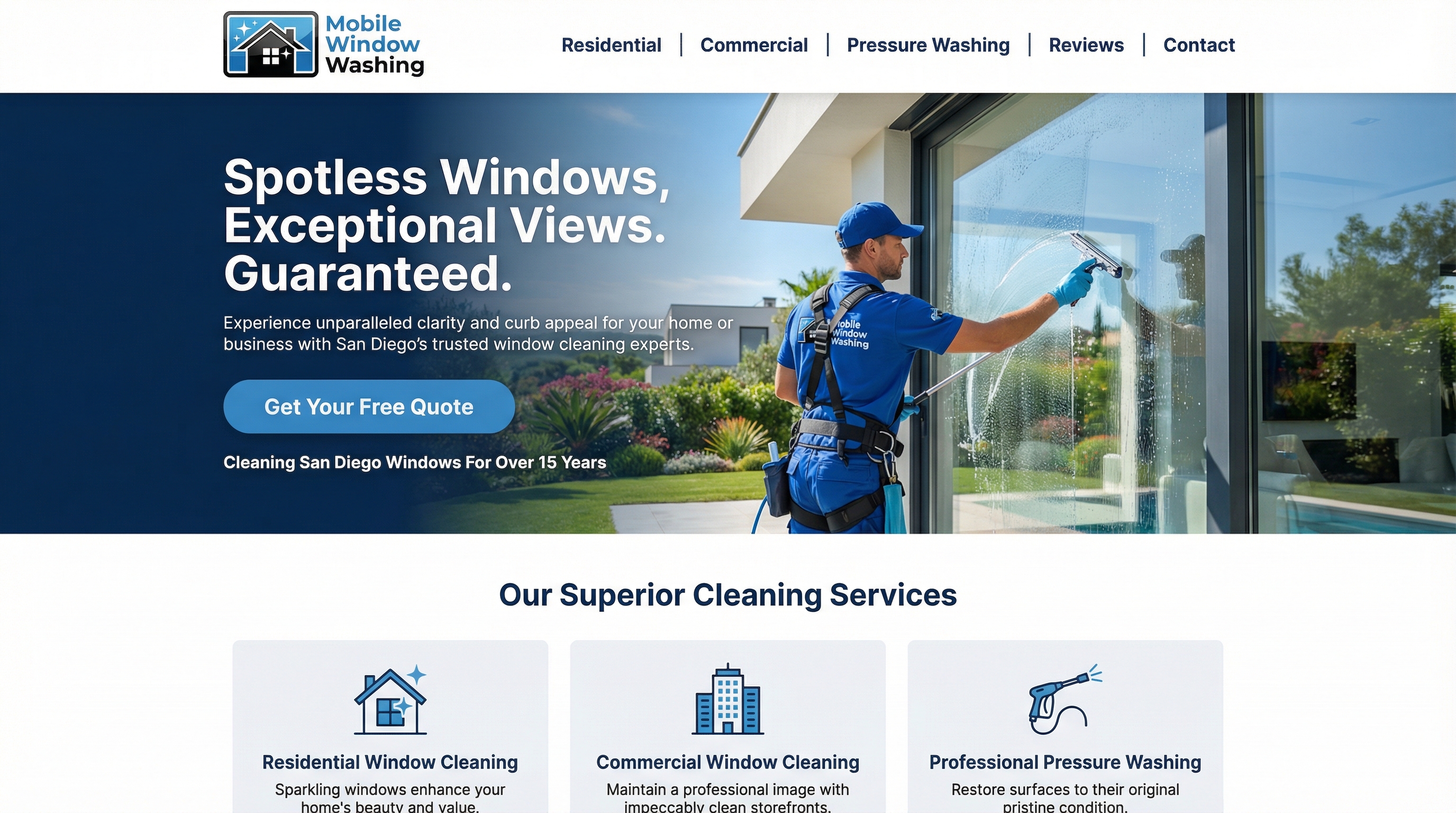 Mobile Window Washing INC. website preview