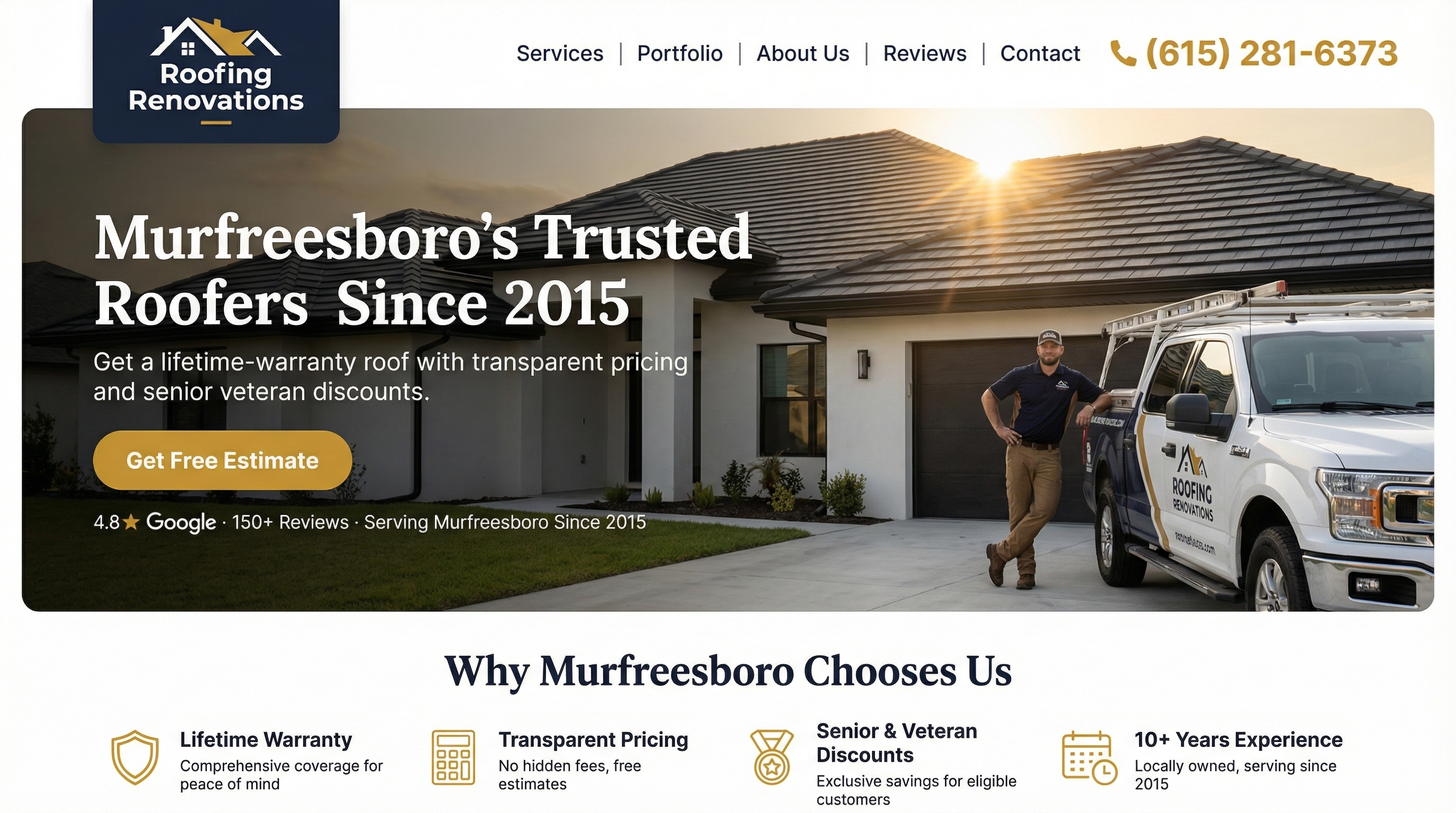 Roofing Renovations website preview