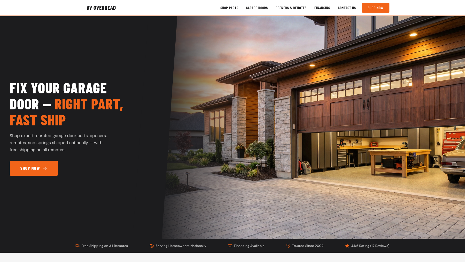 A V Overhead website preview
