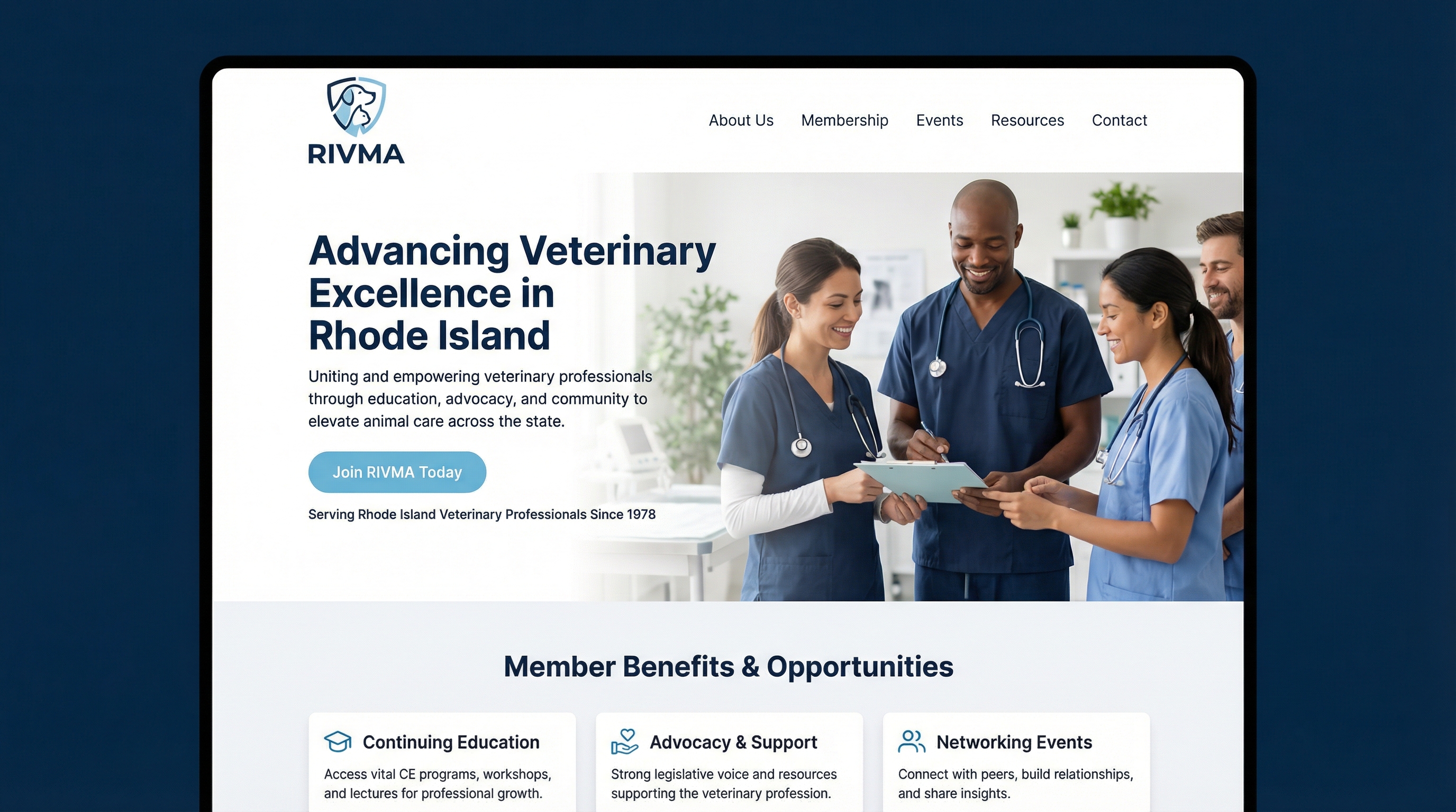 Rhode Island Vet Med Association website preview