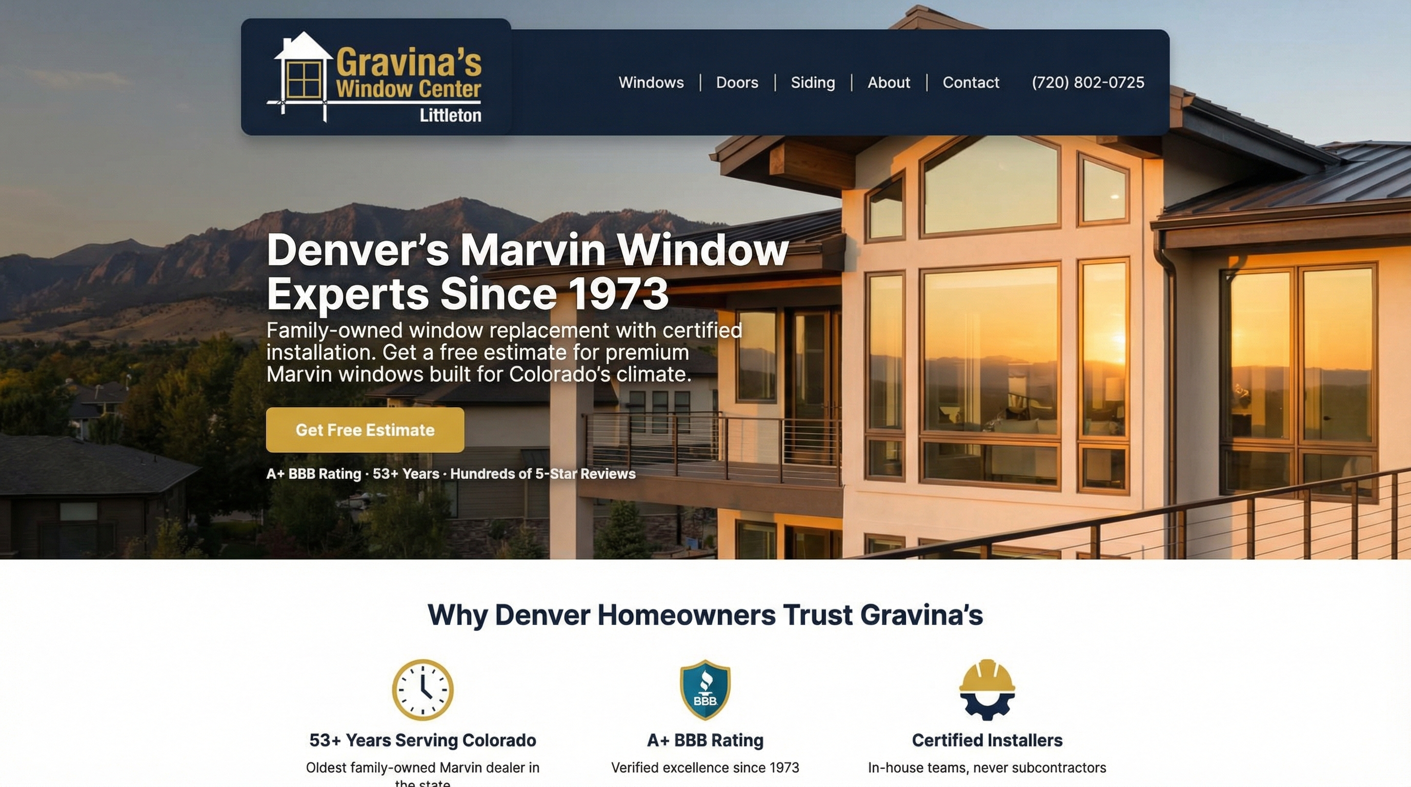 Gravina's Window Center of Littleton website preview
