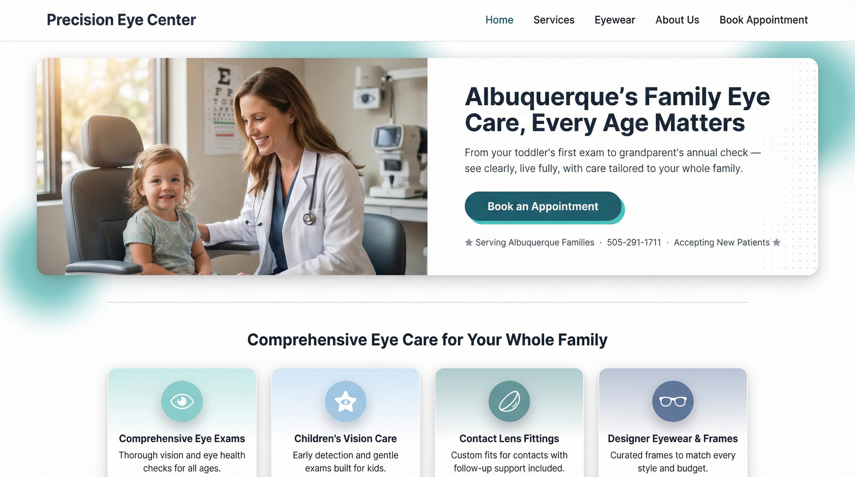Precision Eye Center website preview