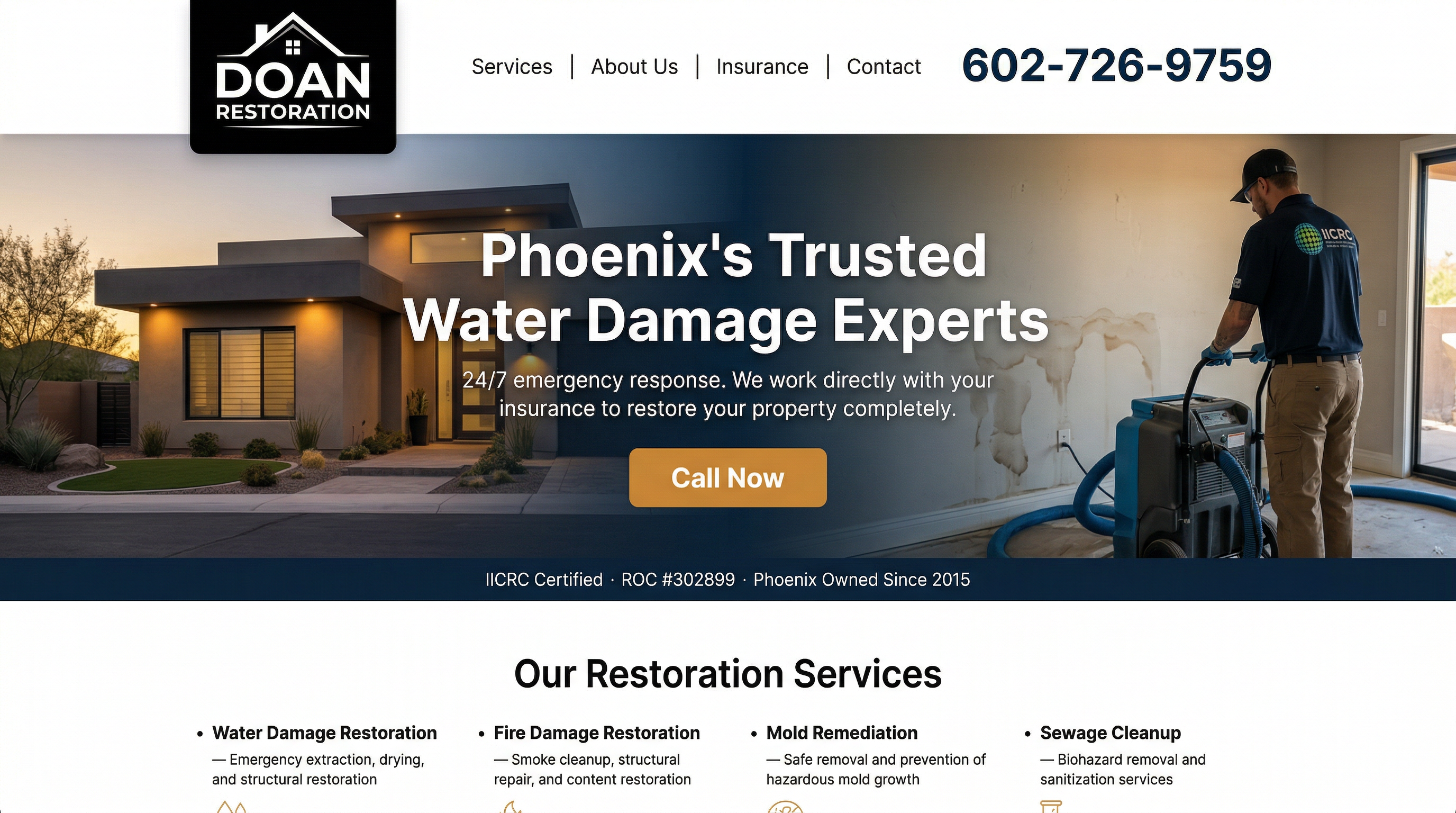 Doan Restoration website preview