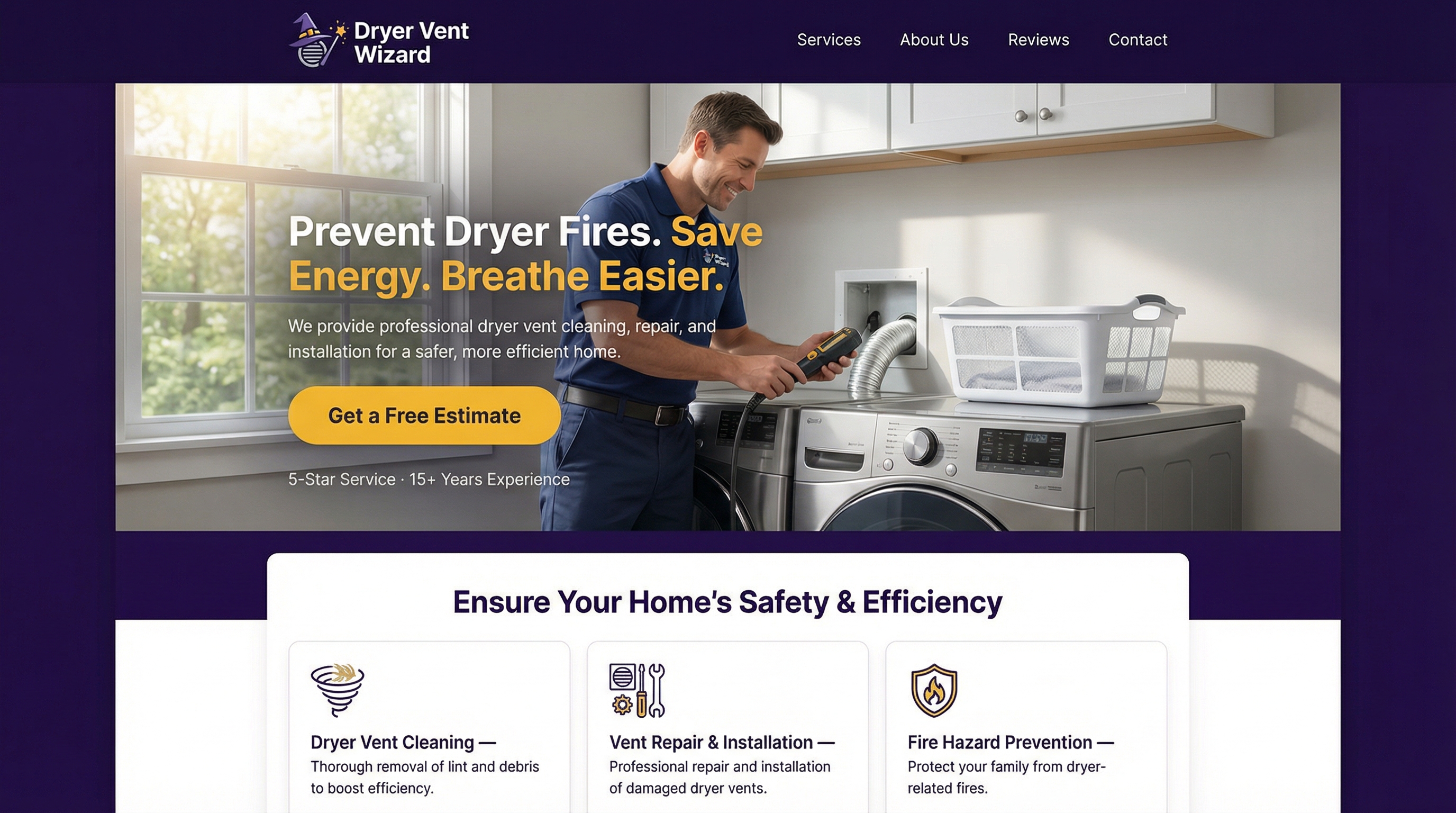 Smith Dryer Vent Cleaning LLC website preview