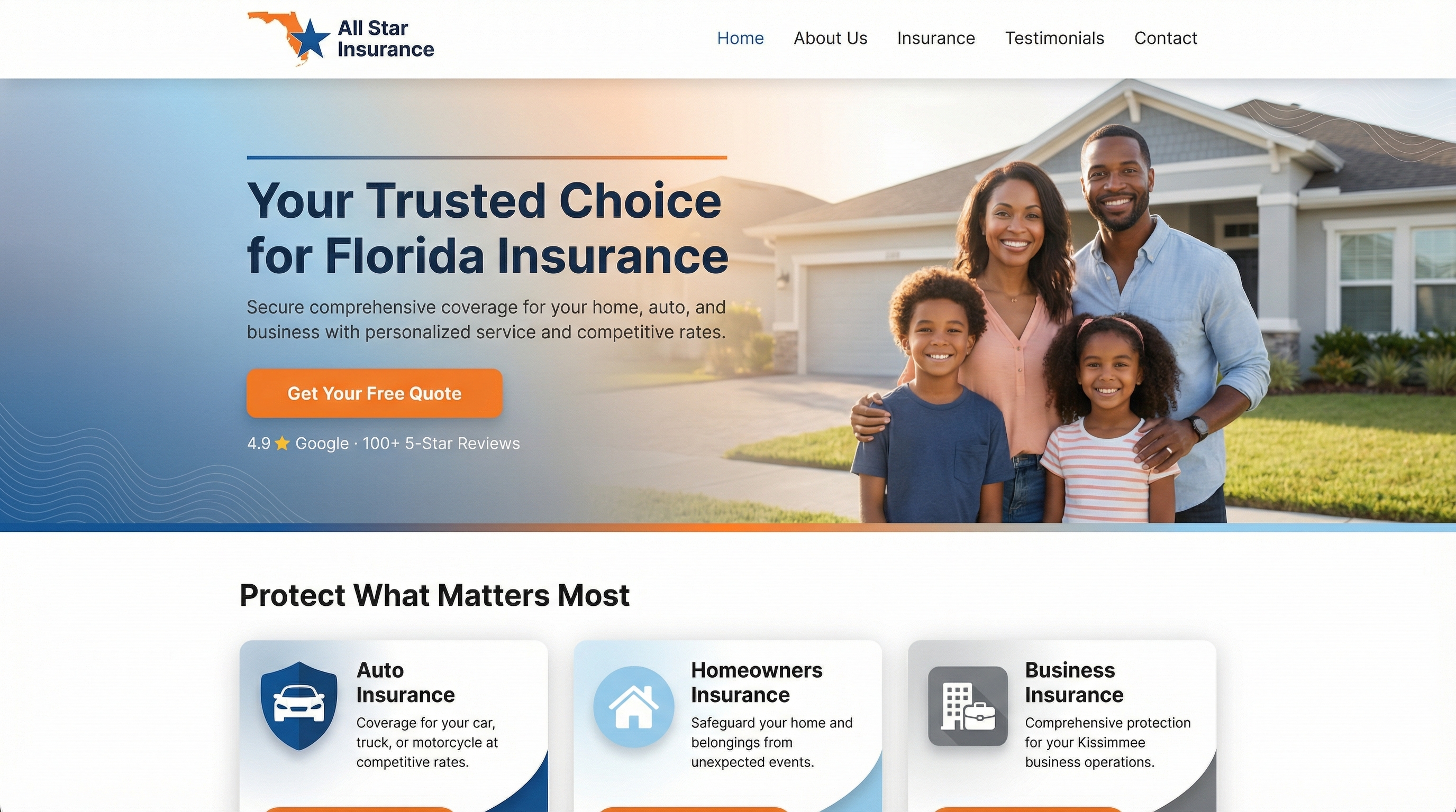 Florida All Star Insurance website preview