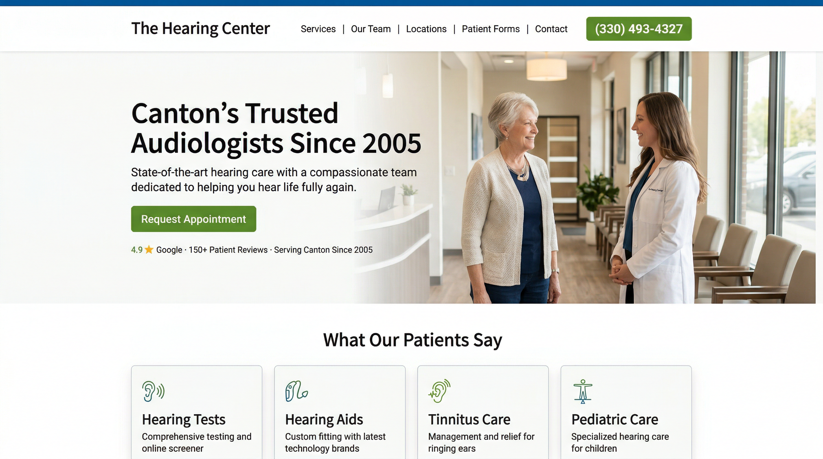 The Hearing Center website preview