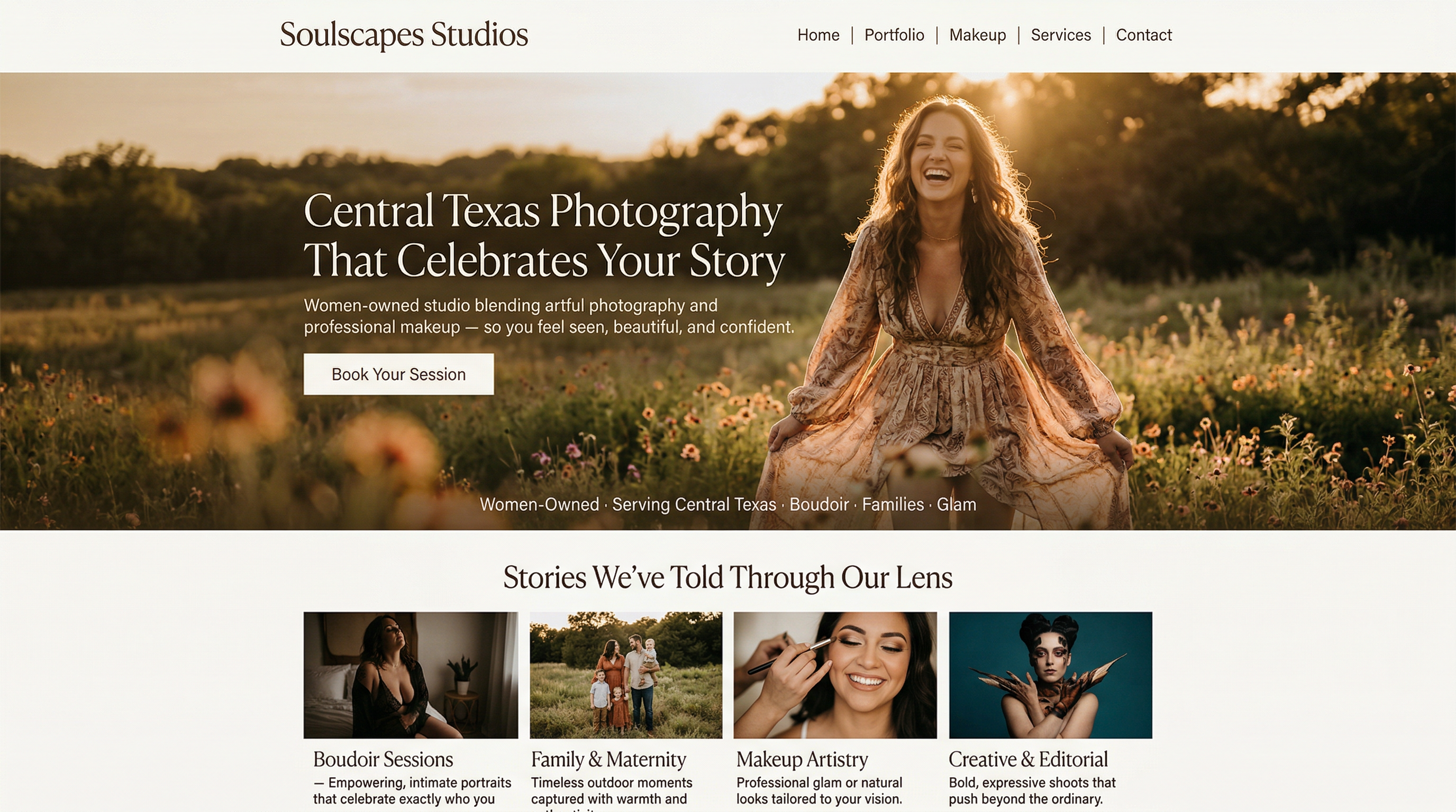 Soulscapes Photography and Makeup Studios website preview