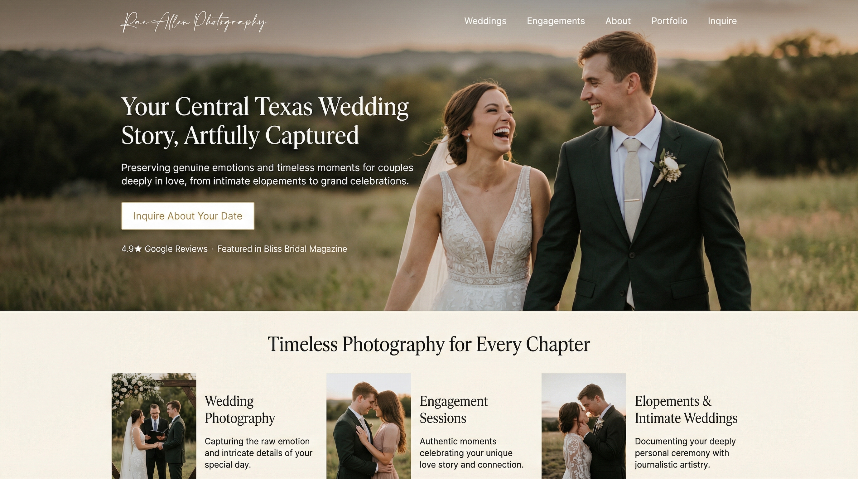 Rae Allen Photography website preview