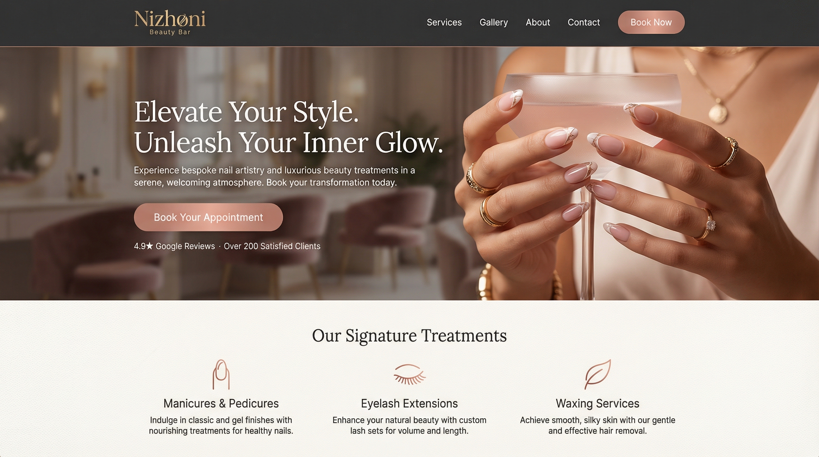 Nizhoni Beauty Bar website preview