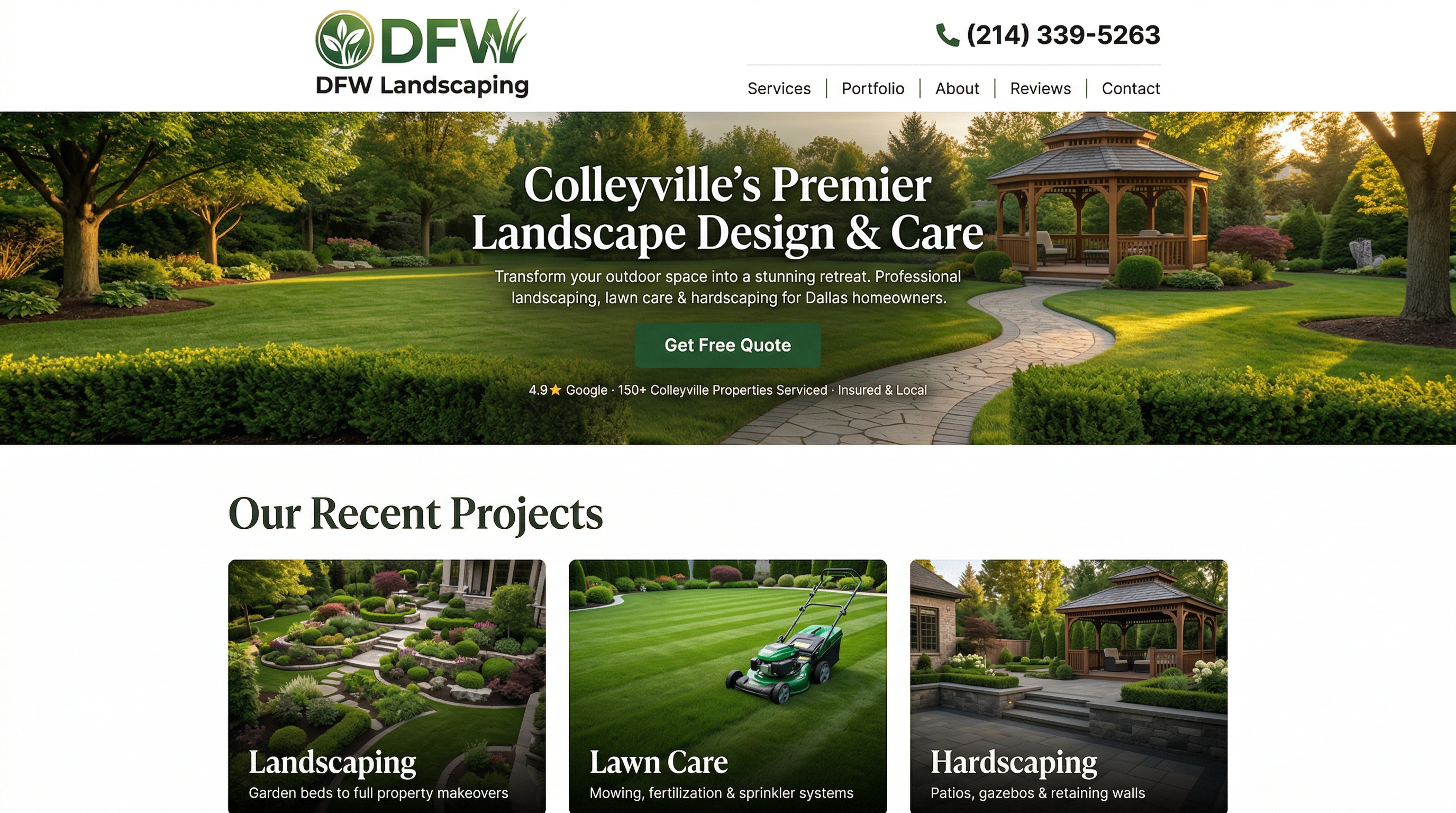 DFW Landscaping & Lawn Care website preview
