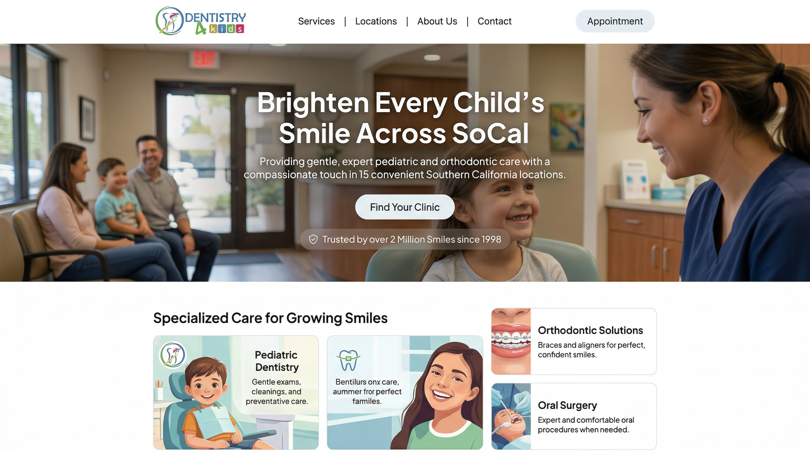 Dentistry 4 Kids & Orthodontics - Fontana website preview