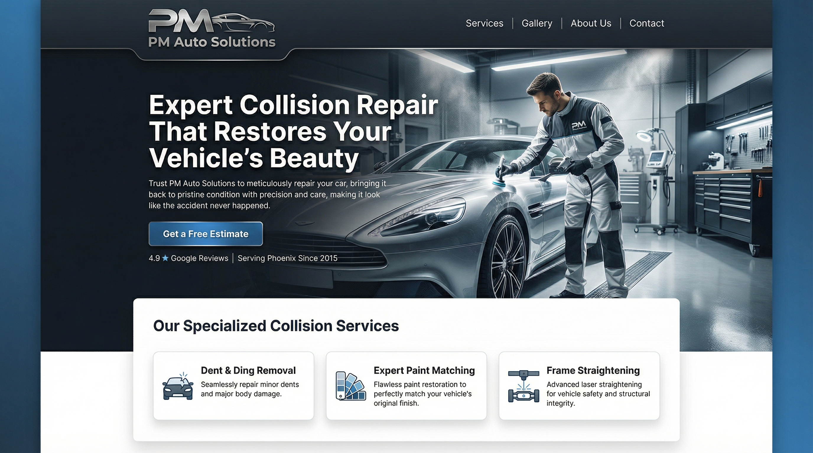PM AUTOBODY SOLUTIONS LLC website preview