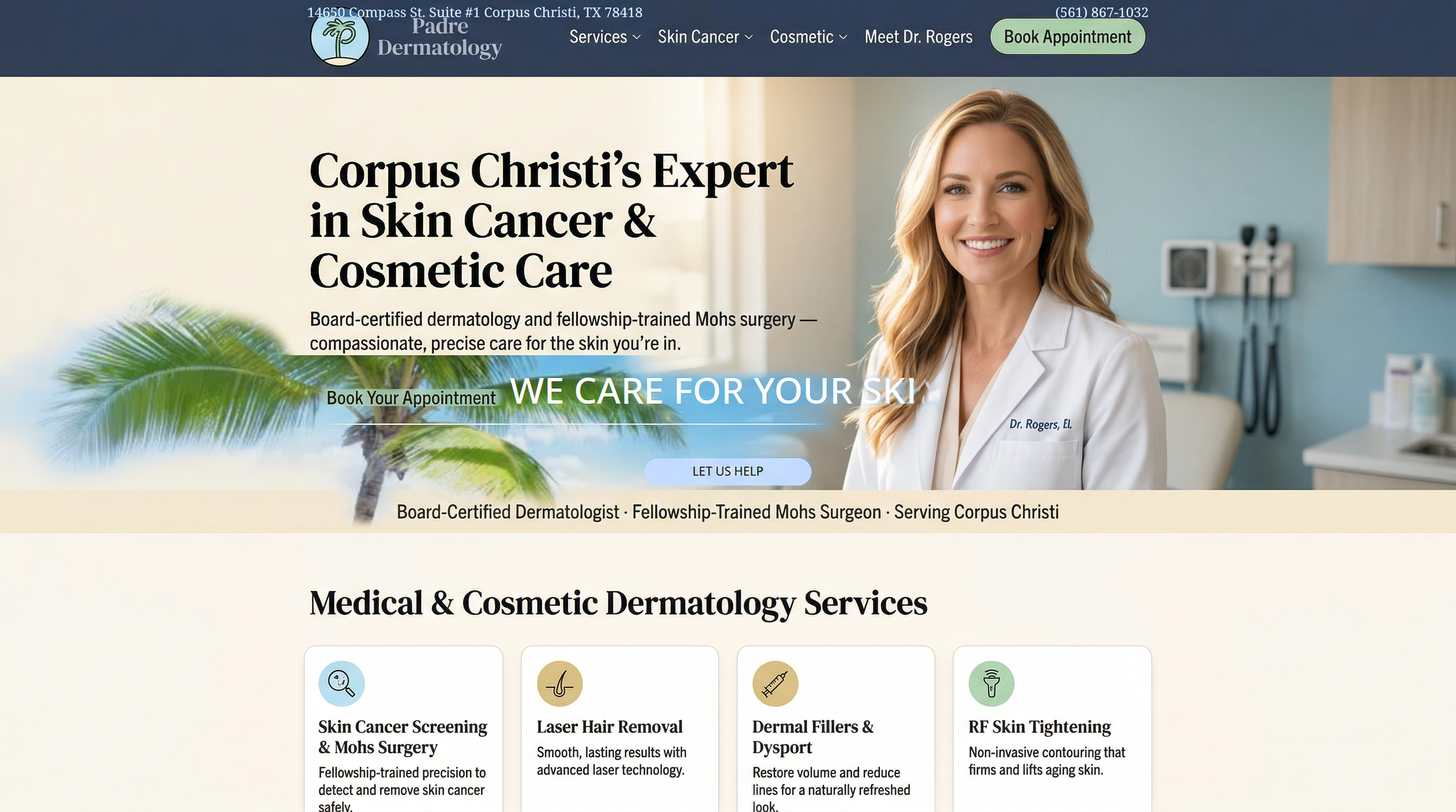 Padre Dermatology website preview