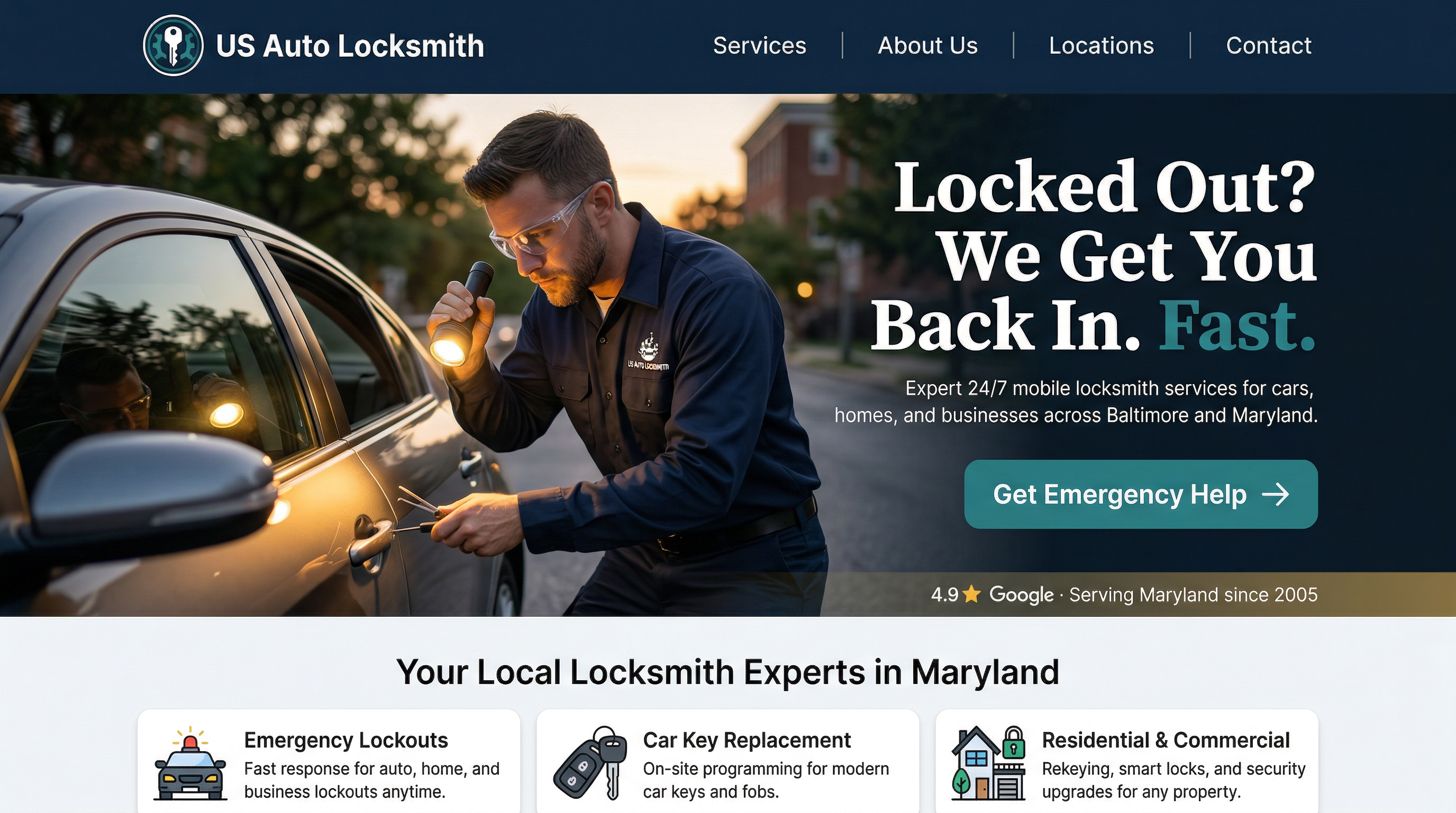 US Auto Locksmith website preview