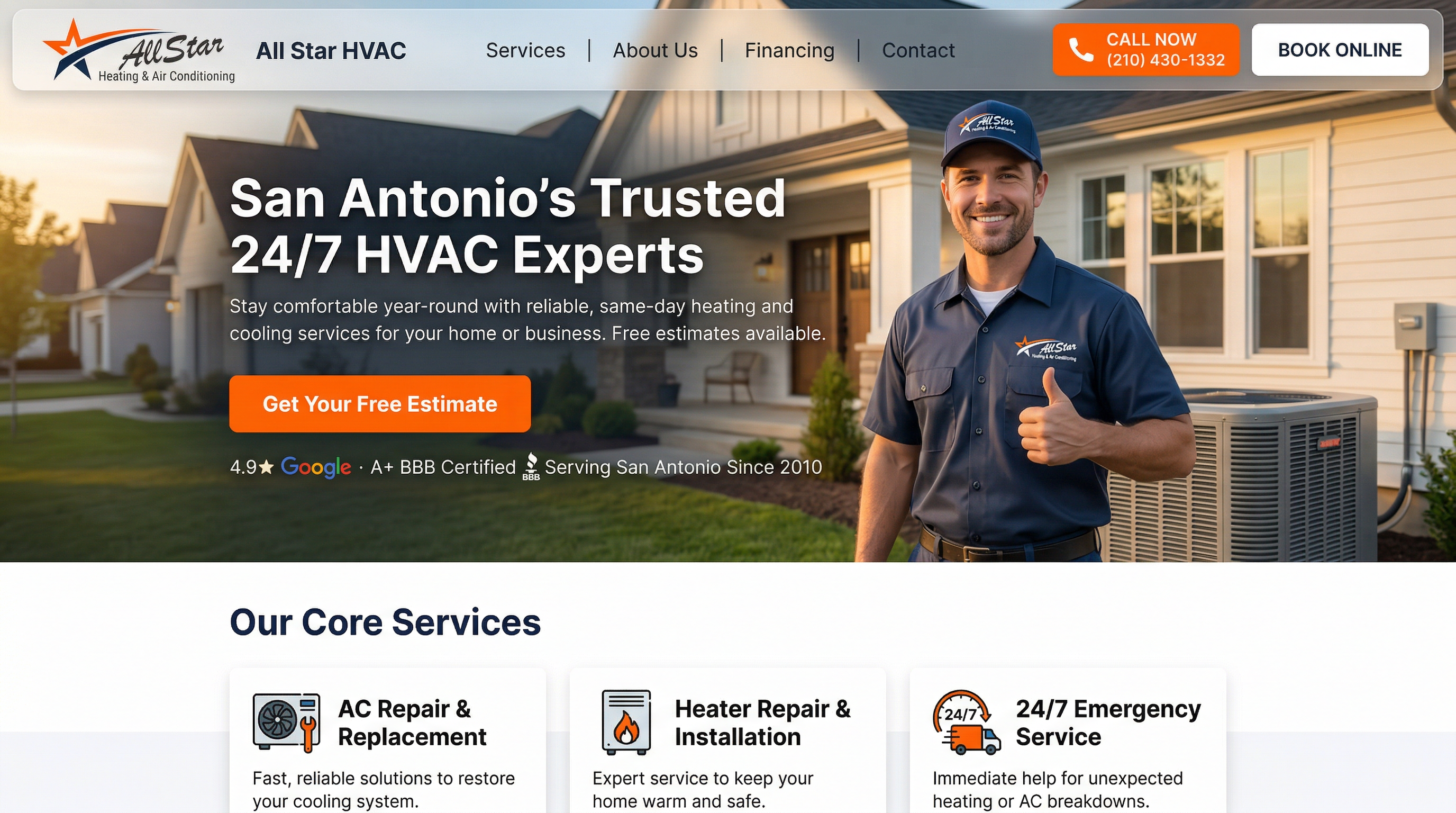 All Star Heating and Air Conditioning website preview