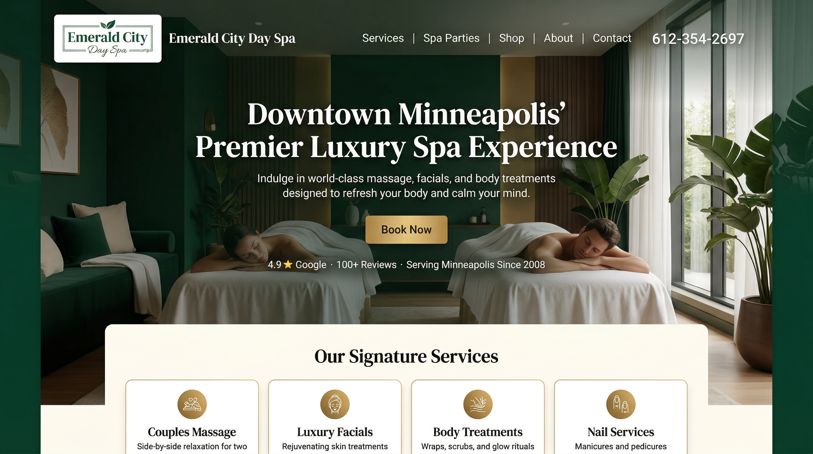 Emerald City Day Spa website preview