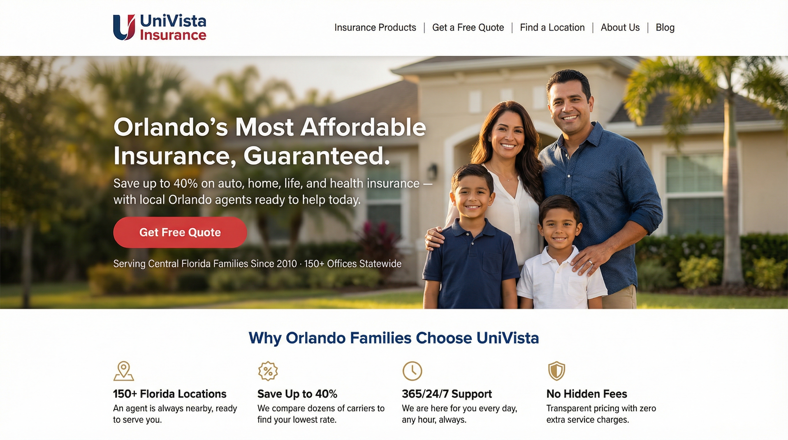 Univista Insurance website preview