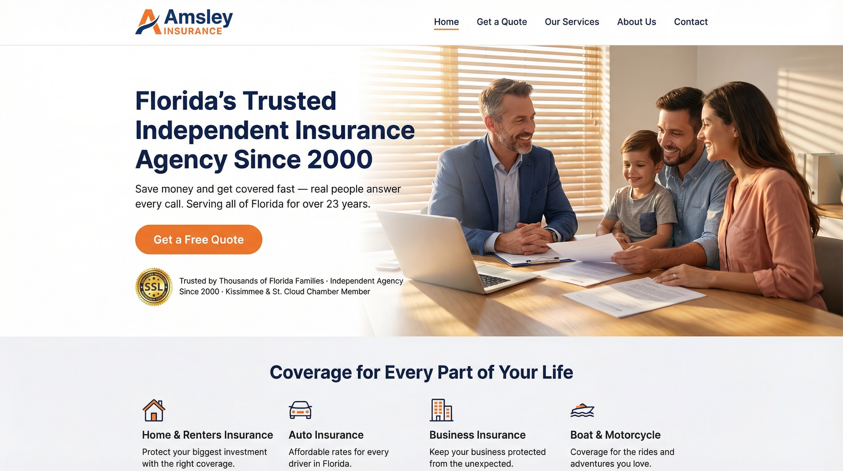 Amsley Insurance Services website preview